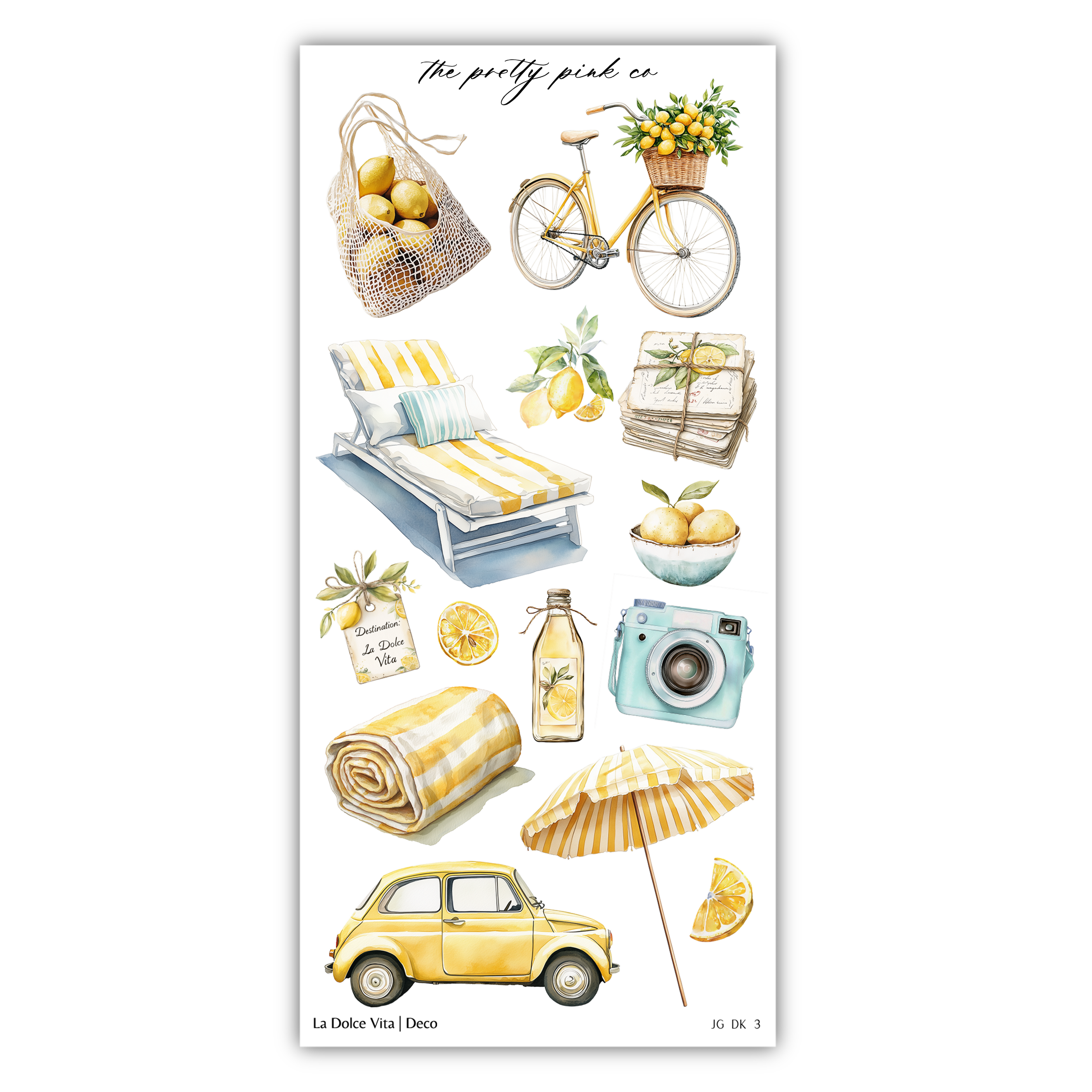 a sticker sheet with a picture of a yellow car