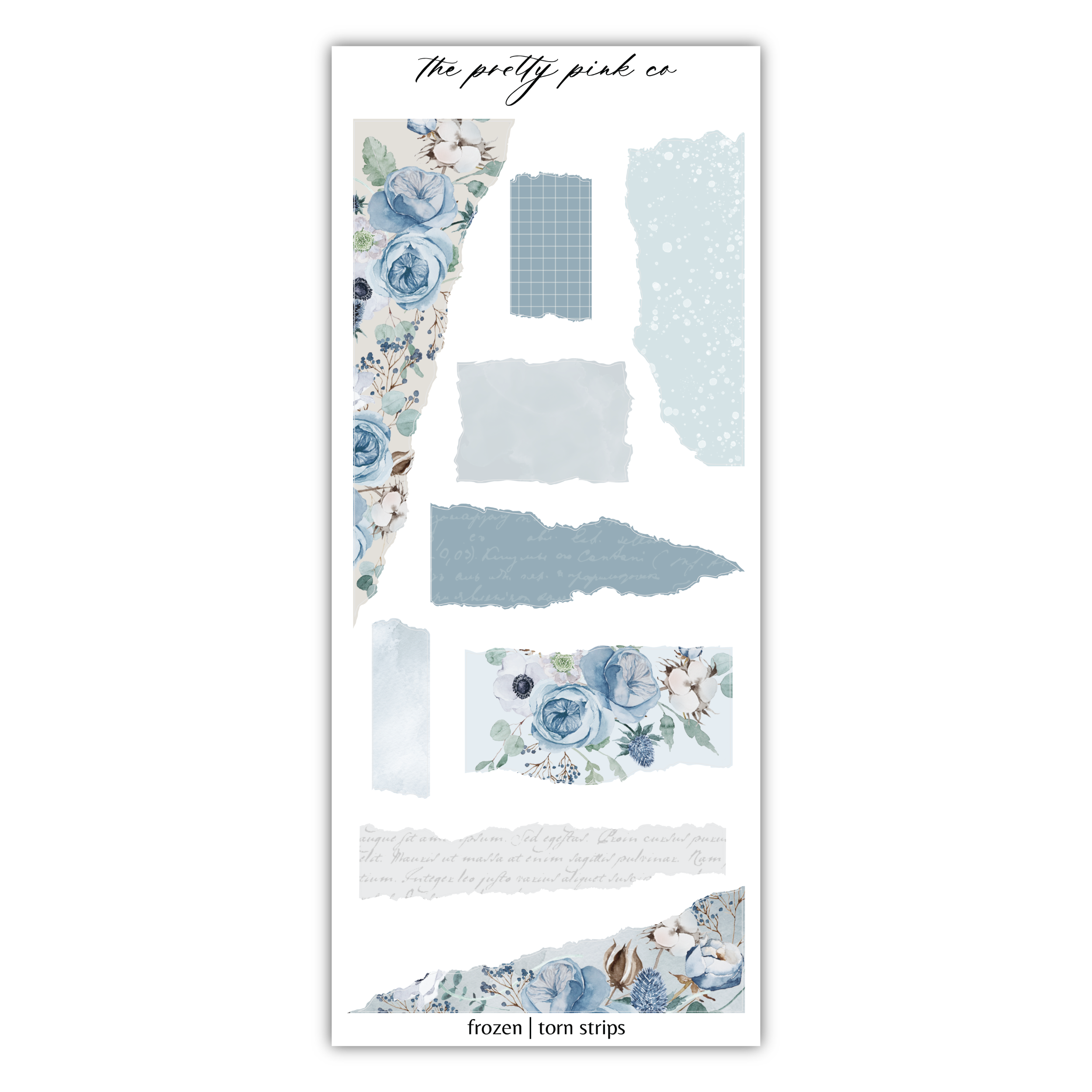 a sticker sheet with blue flowers on it