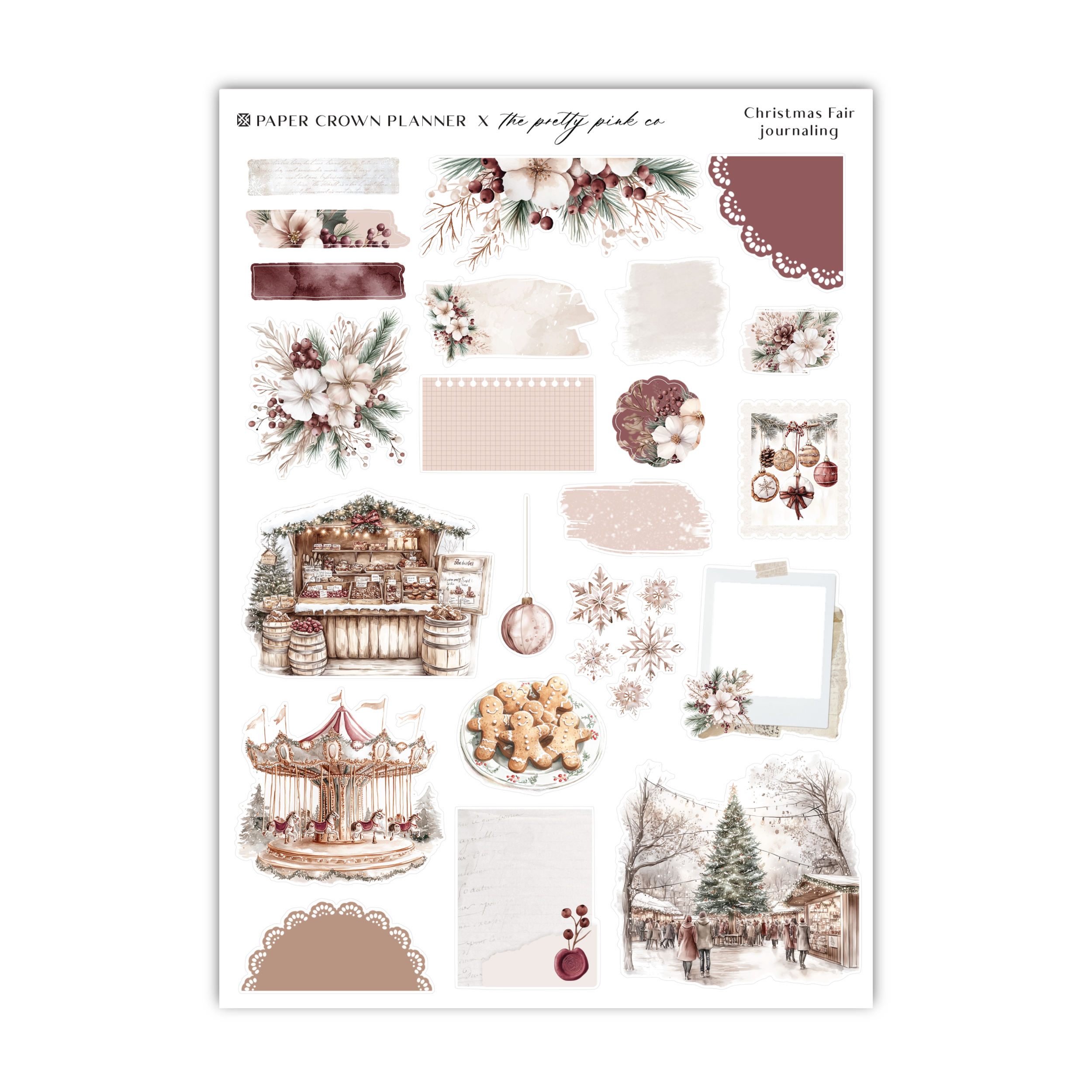 a sticker sheet with a christmas scene