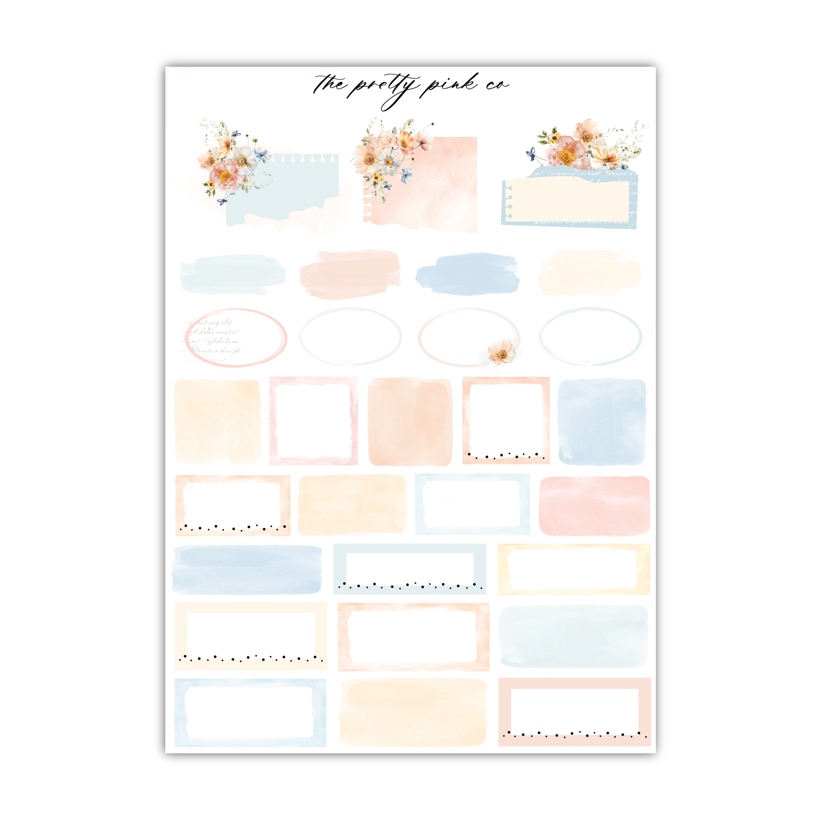 a planner sticker with pastel colors and flowers
