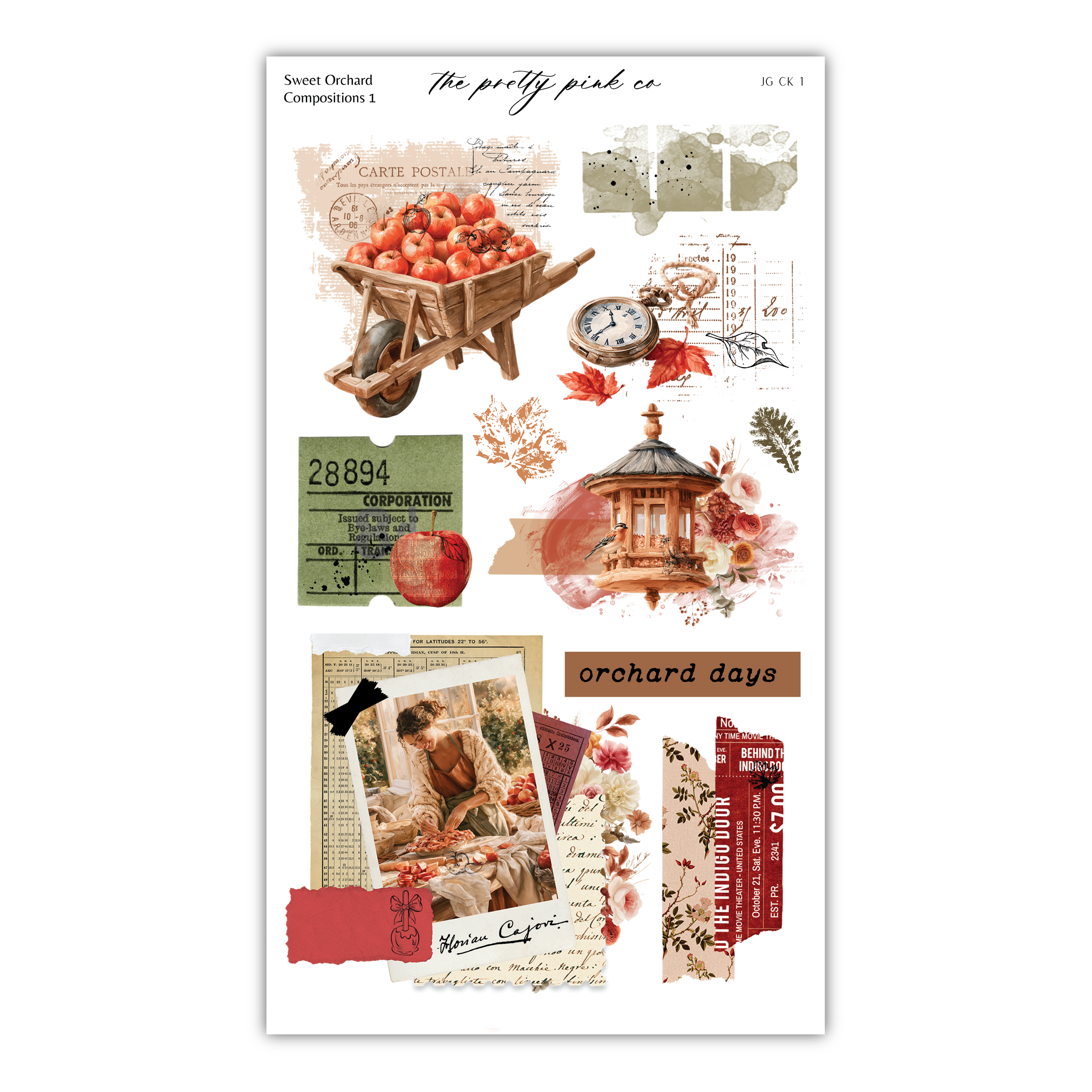 The image is a collage of various vintage-style photographs and illustrations, including a wagon wheel, a clock, a birdhouse, and other objects. The collage appears to be a creative and artistic representation of a past era, with a focus on the nostalgic and vintage aesthetic.