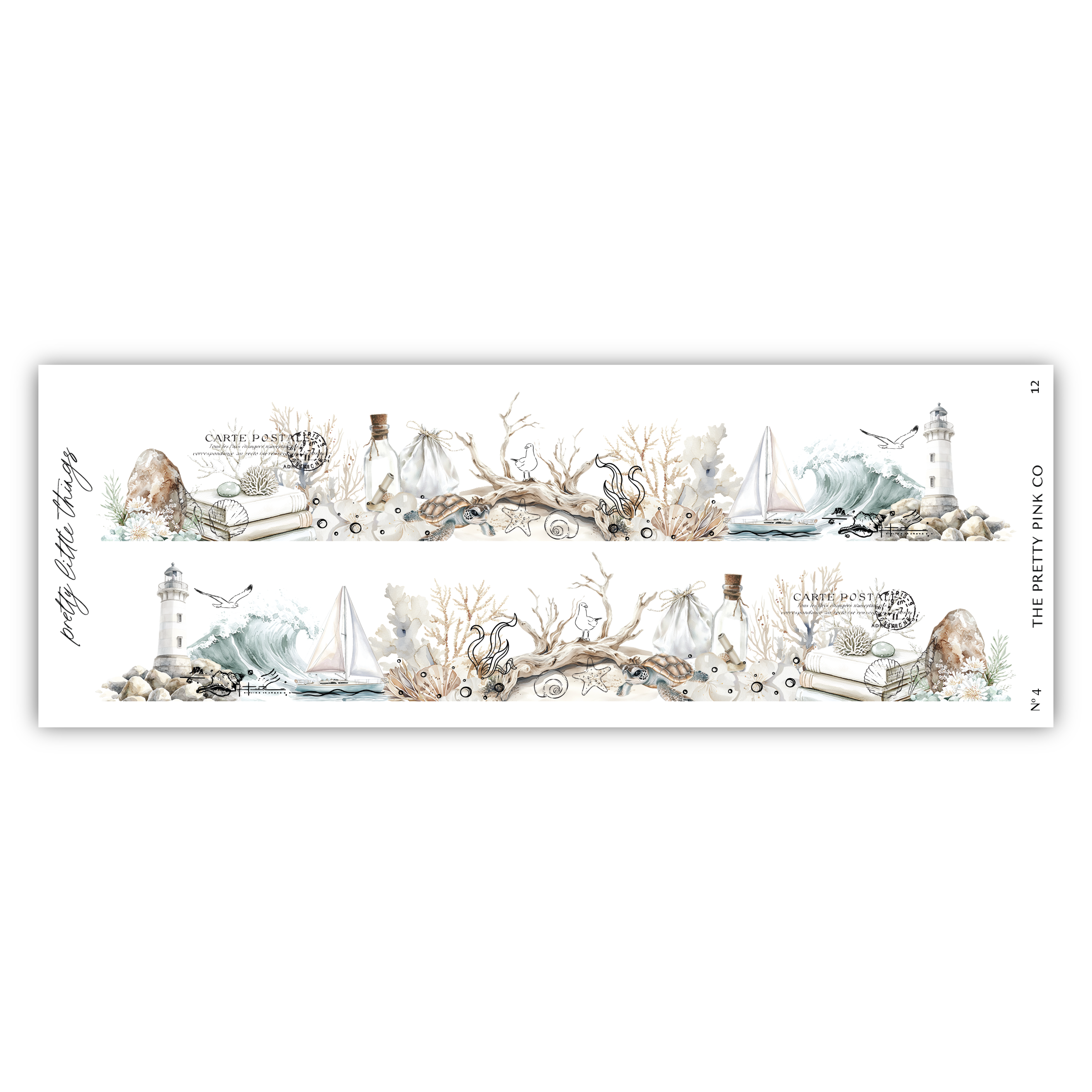 a wallpaper border with a lighthouse and boats