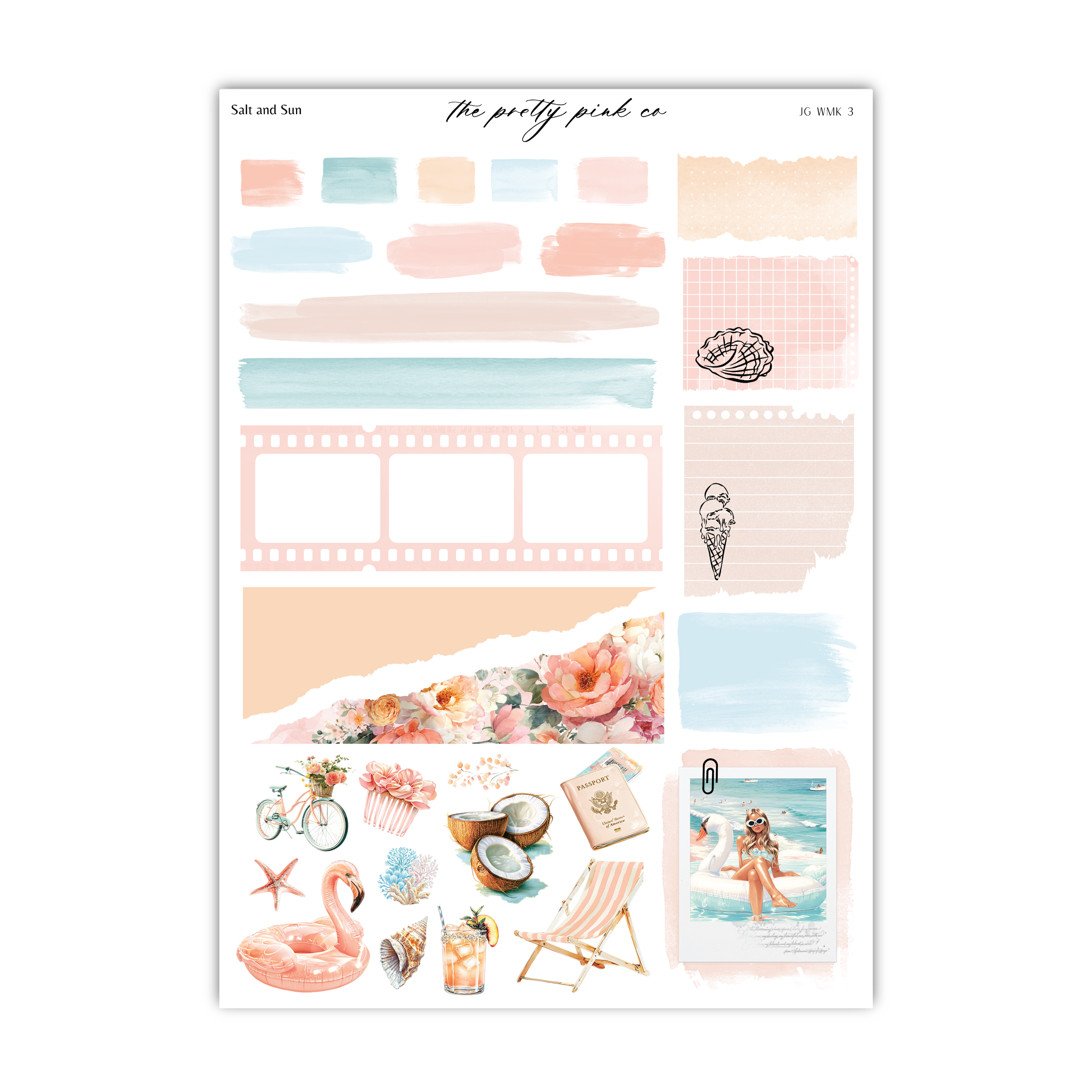 The image is a collection of various colorful and artistic elements, including watercolor brushstrokes, film frames, and a collage of different objects and images.