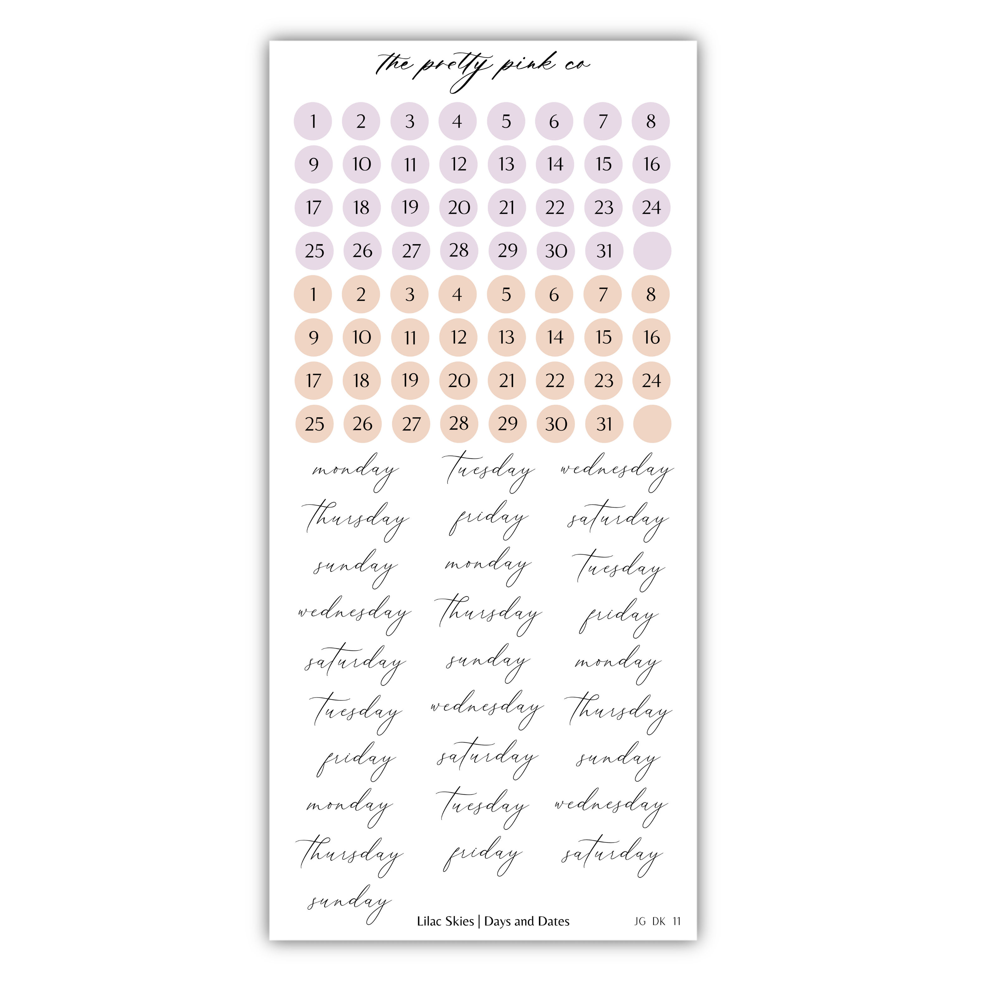 The image is a calendar with a grid of days of the week and dates, and it appears to be a sticker or decal with a calendar-like design.