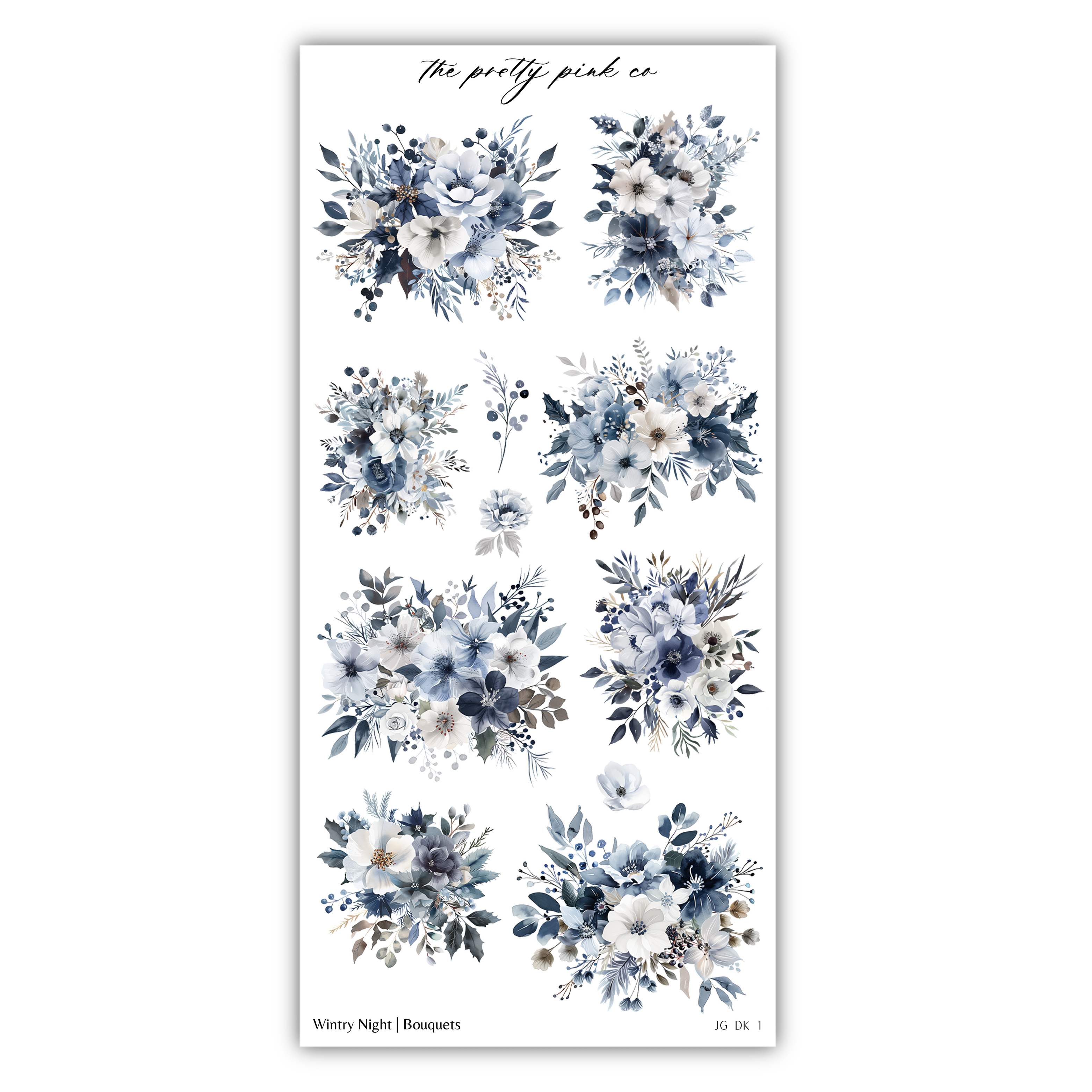 a sheet of watercolor flowers on a white background