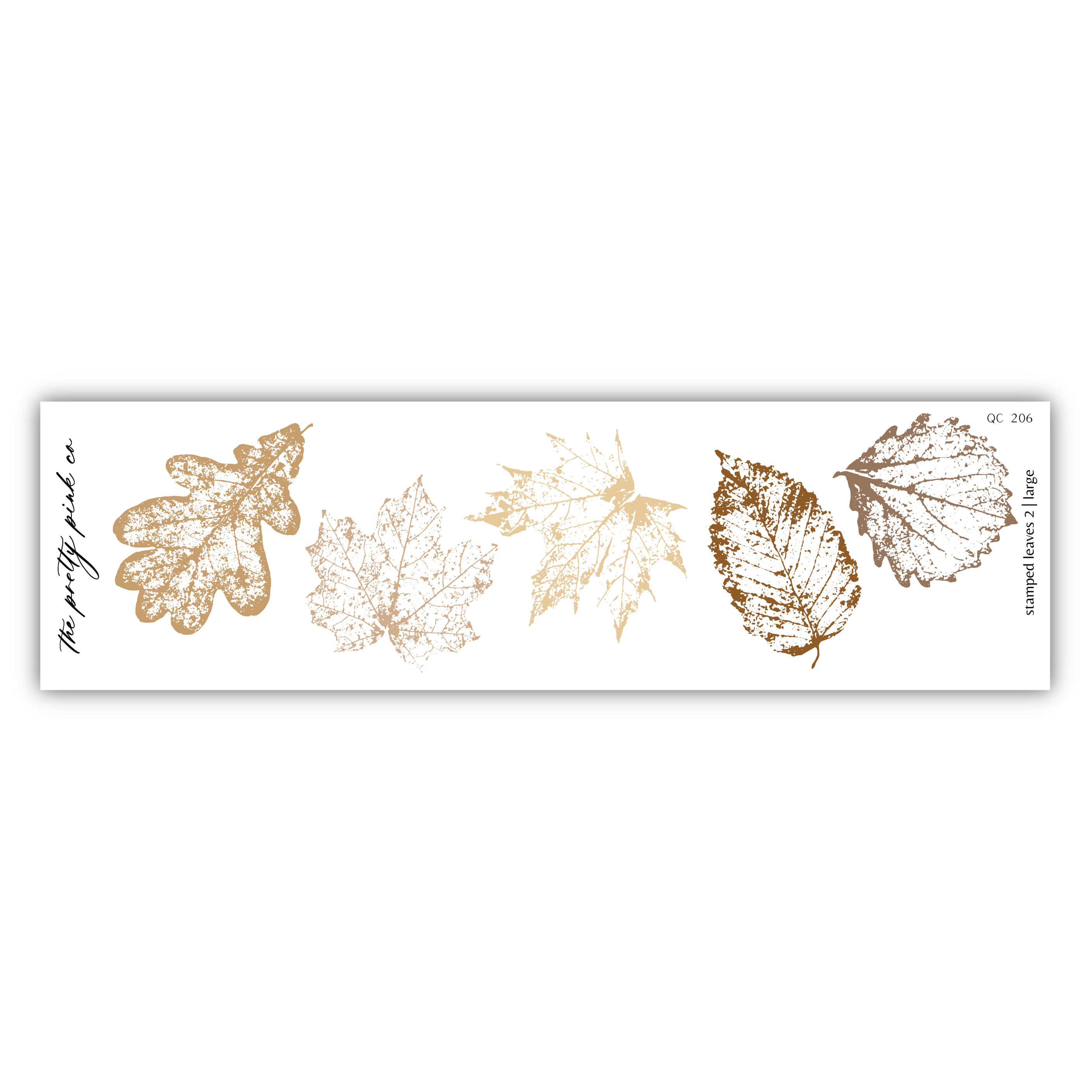a collection of leaf-like illustrations, including oak leaves and maple leaves, arranged in a row.