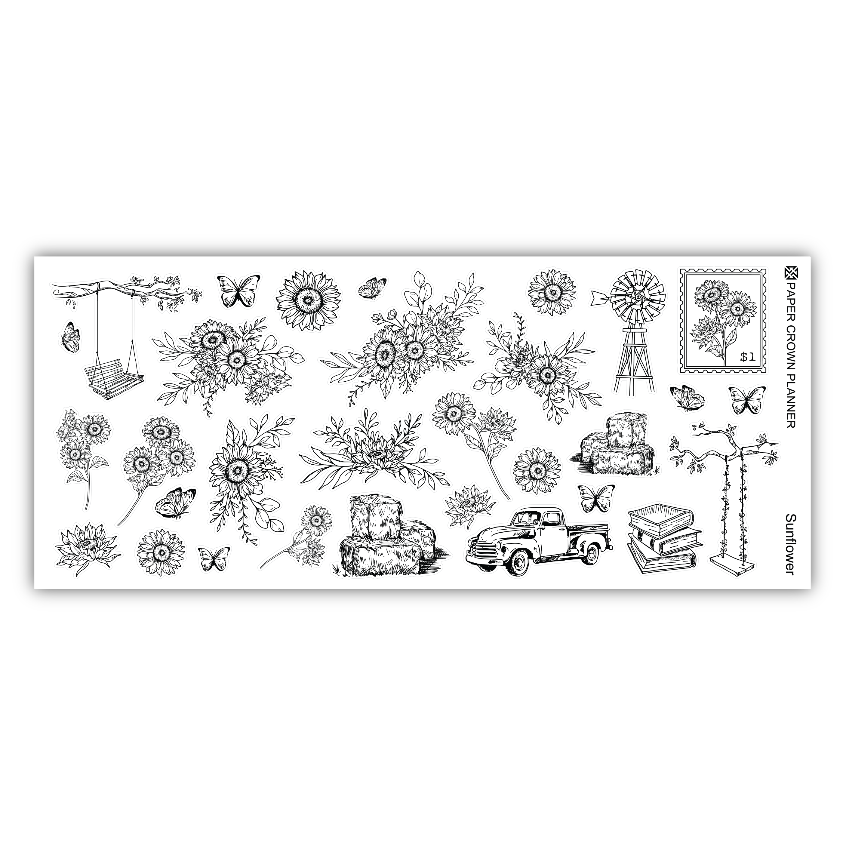 a stamp with flowers and cars on it