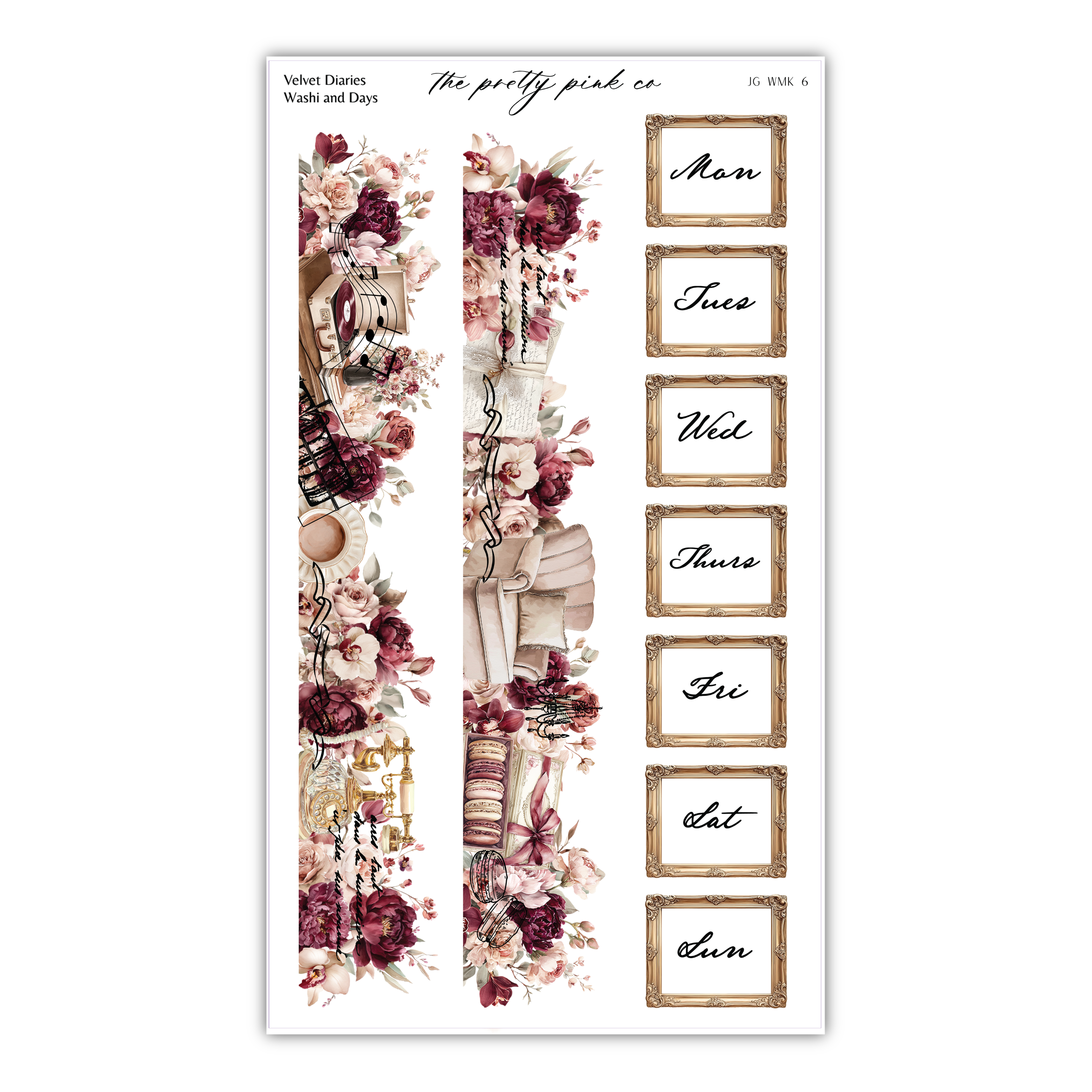 The image is a collage of various floral and decorative elements, including framed pictures and floral designs, arranged in a visually appealing manner.