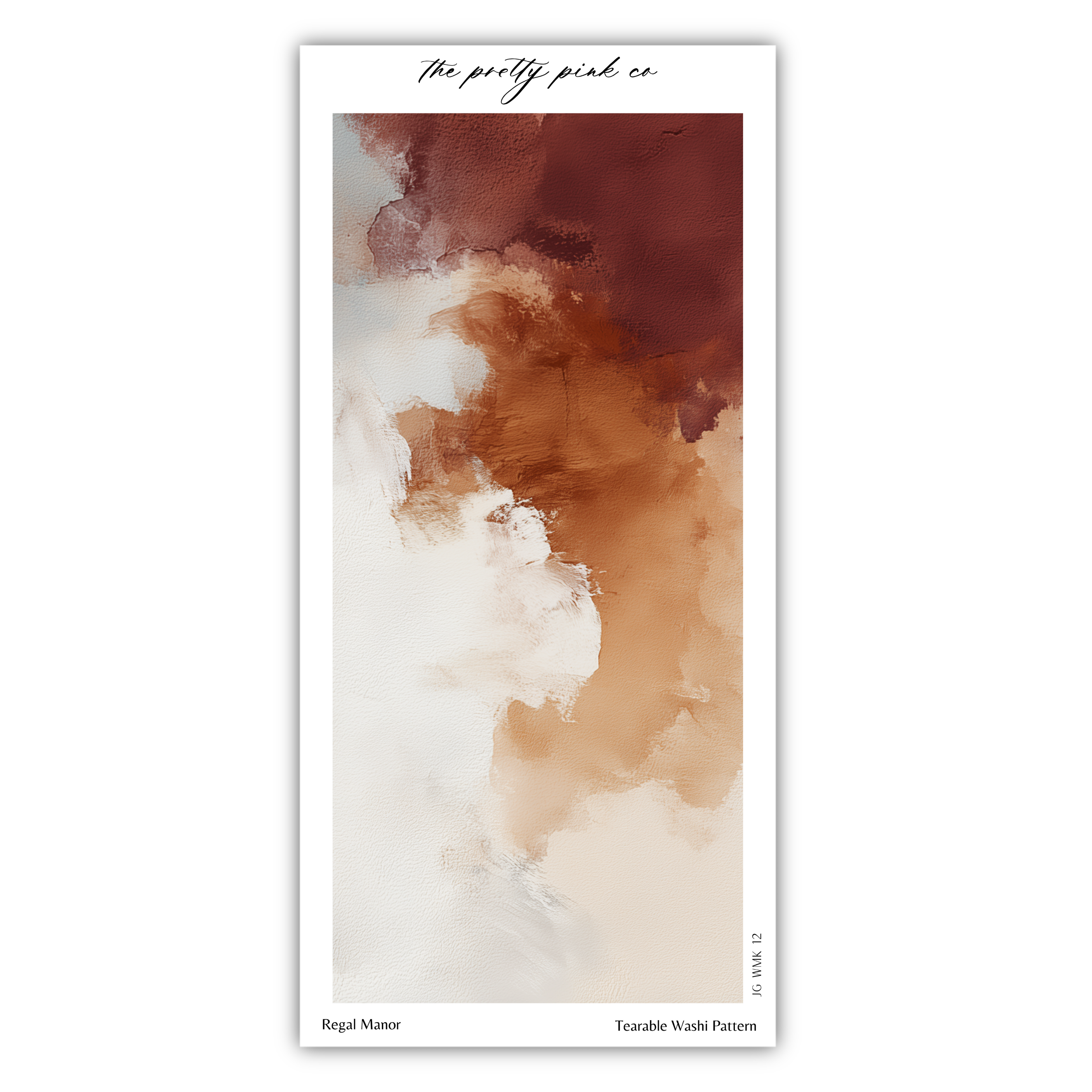 The image is a rectangular abstract painting with a mix of brown and white colors, resembling a watercolor or ink wash style.
