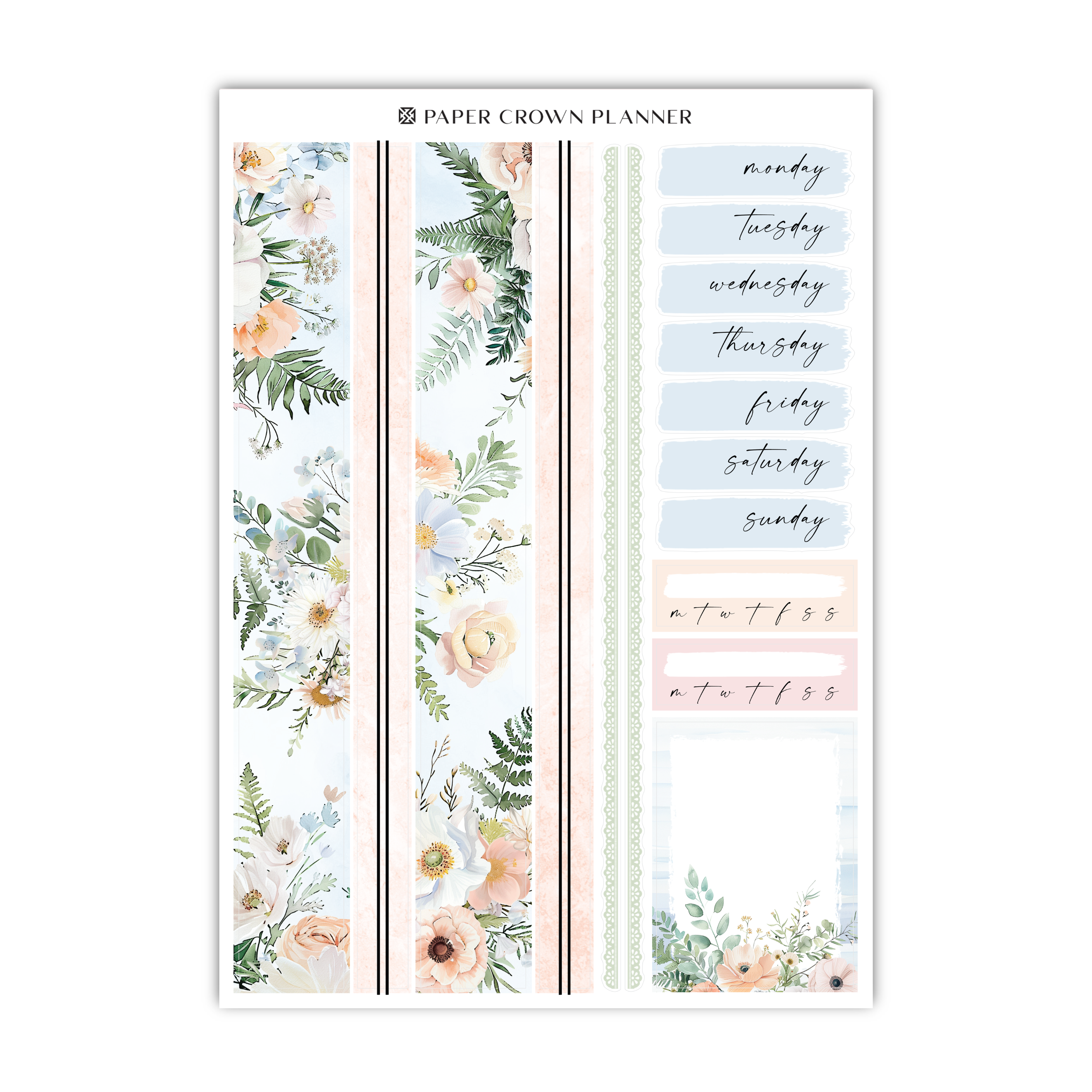 a planner sticker with flowers and leaves