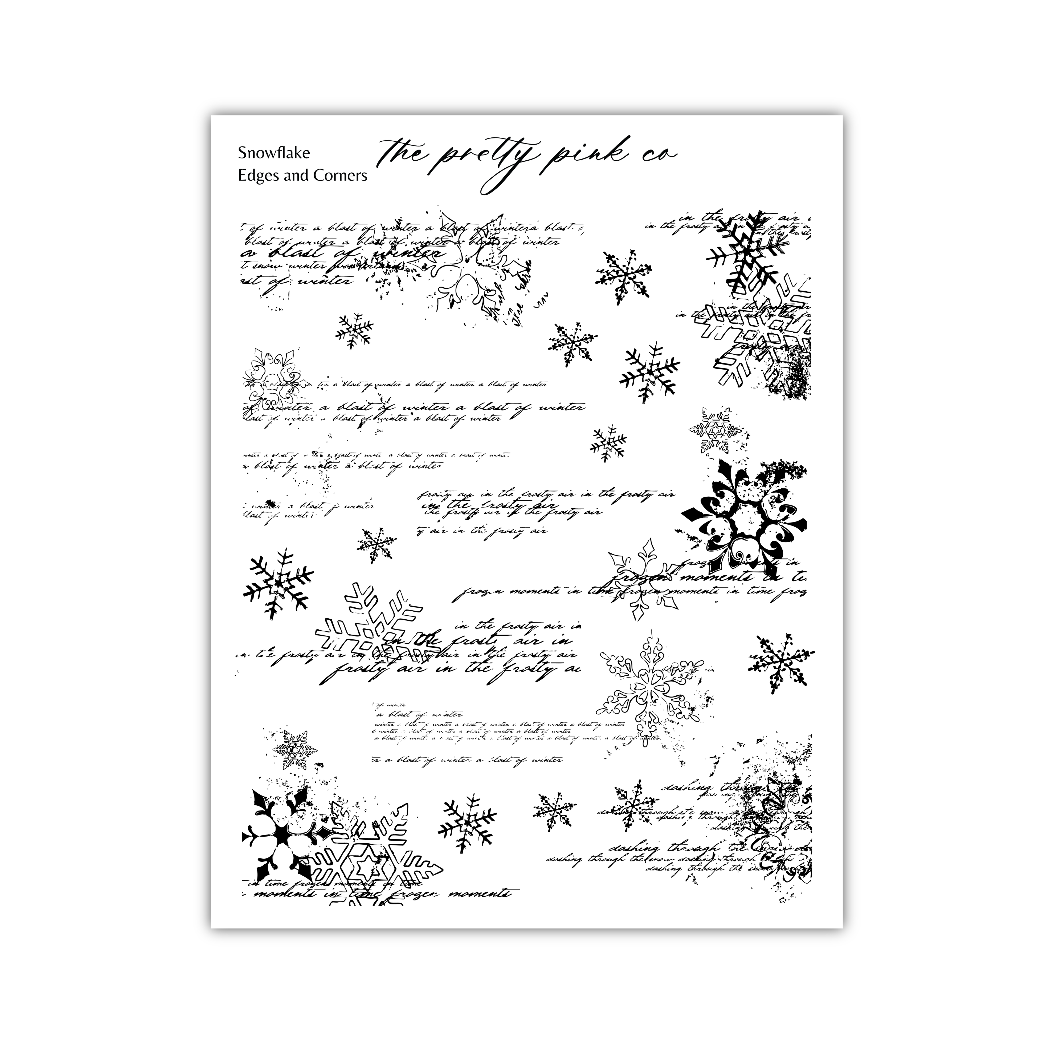 a sheet of paper with snowflakes on it
