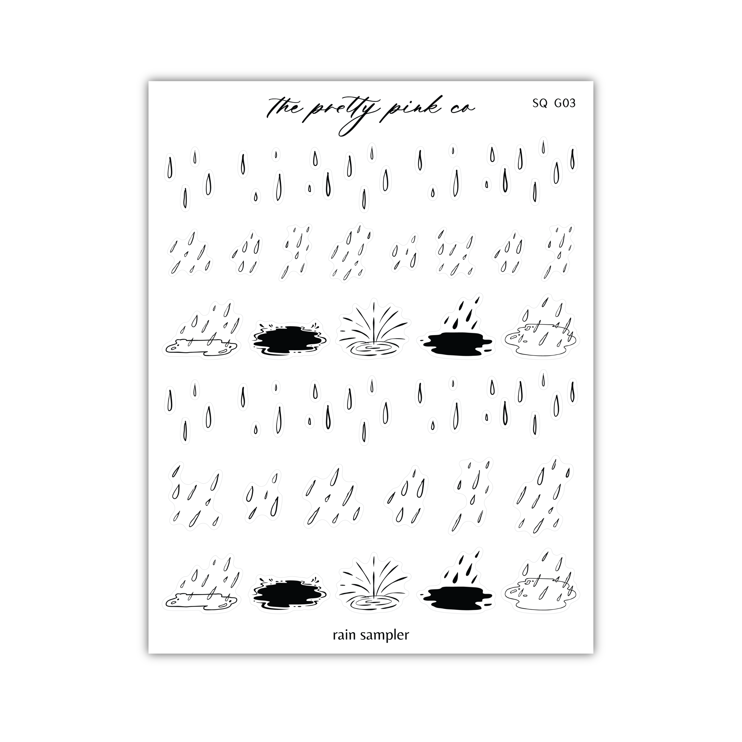 a black and white drawing of rain drops