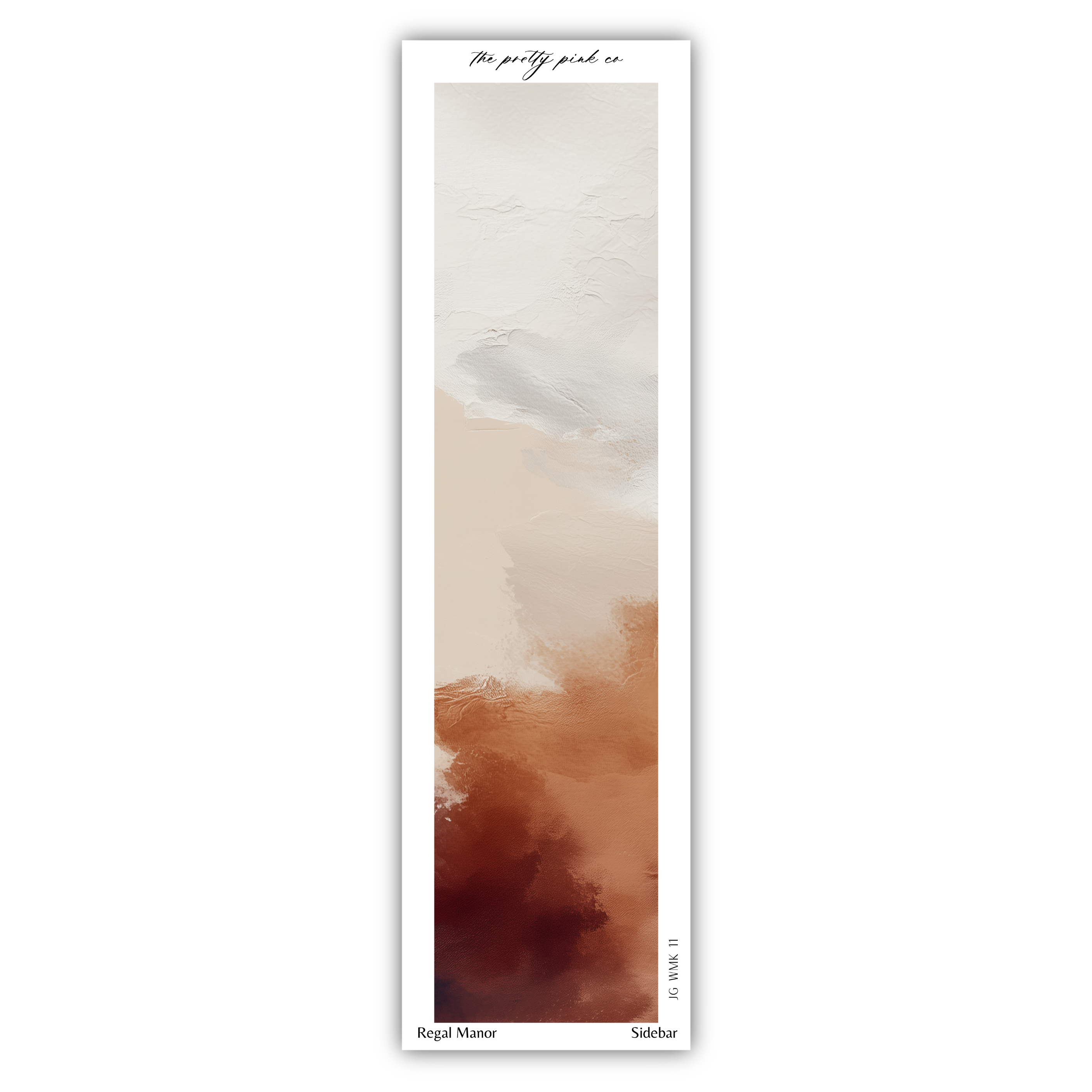 The image is a vertical art print with a gradient of colors, including shades of brown, white, and orange. The print is framed by a white border and has text at the top and bottom that reads "Regal Manor" and "Sidbar".