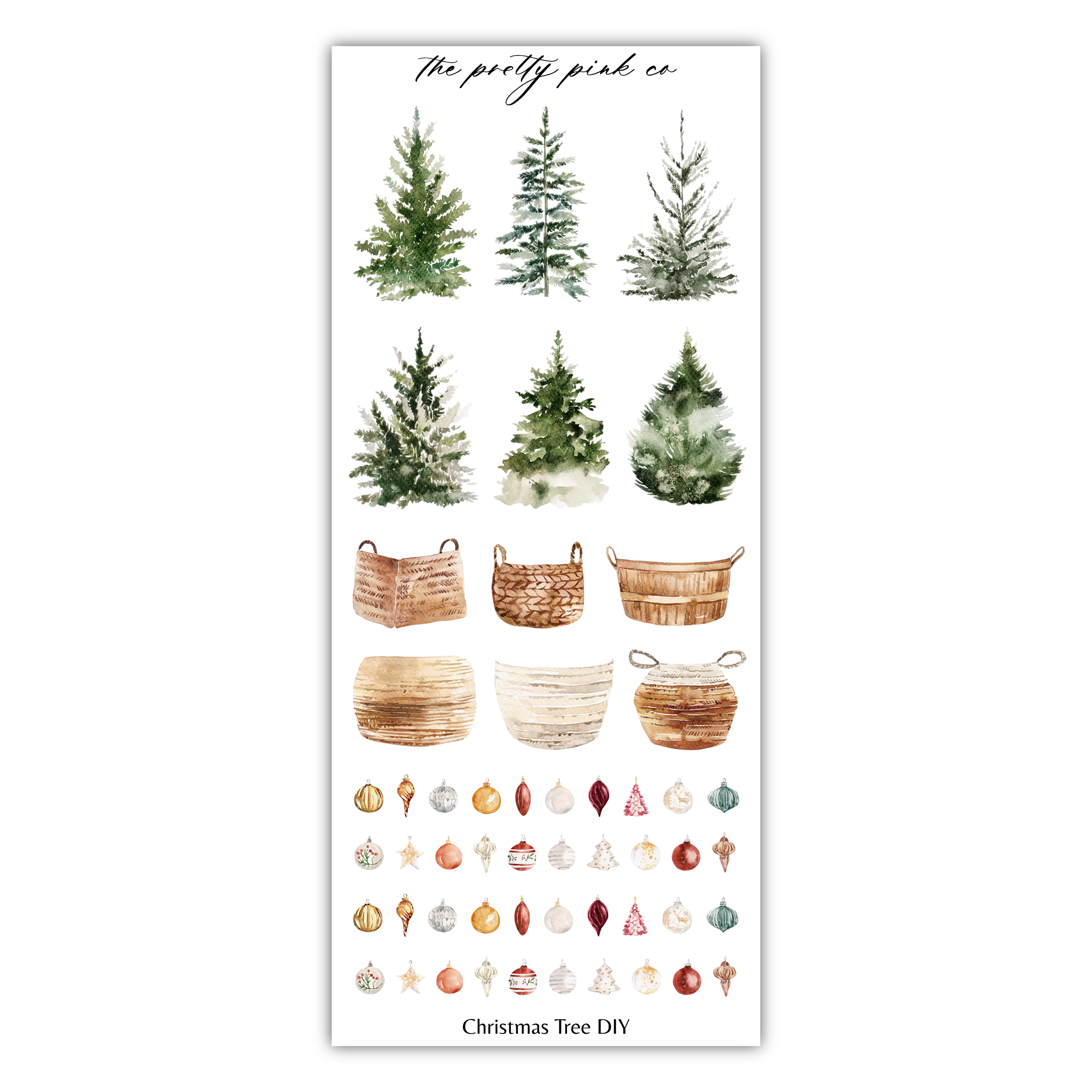 a christmas tree sticker with different types of trees