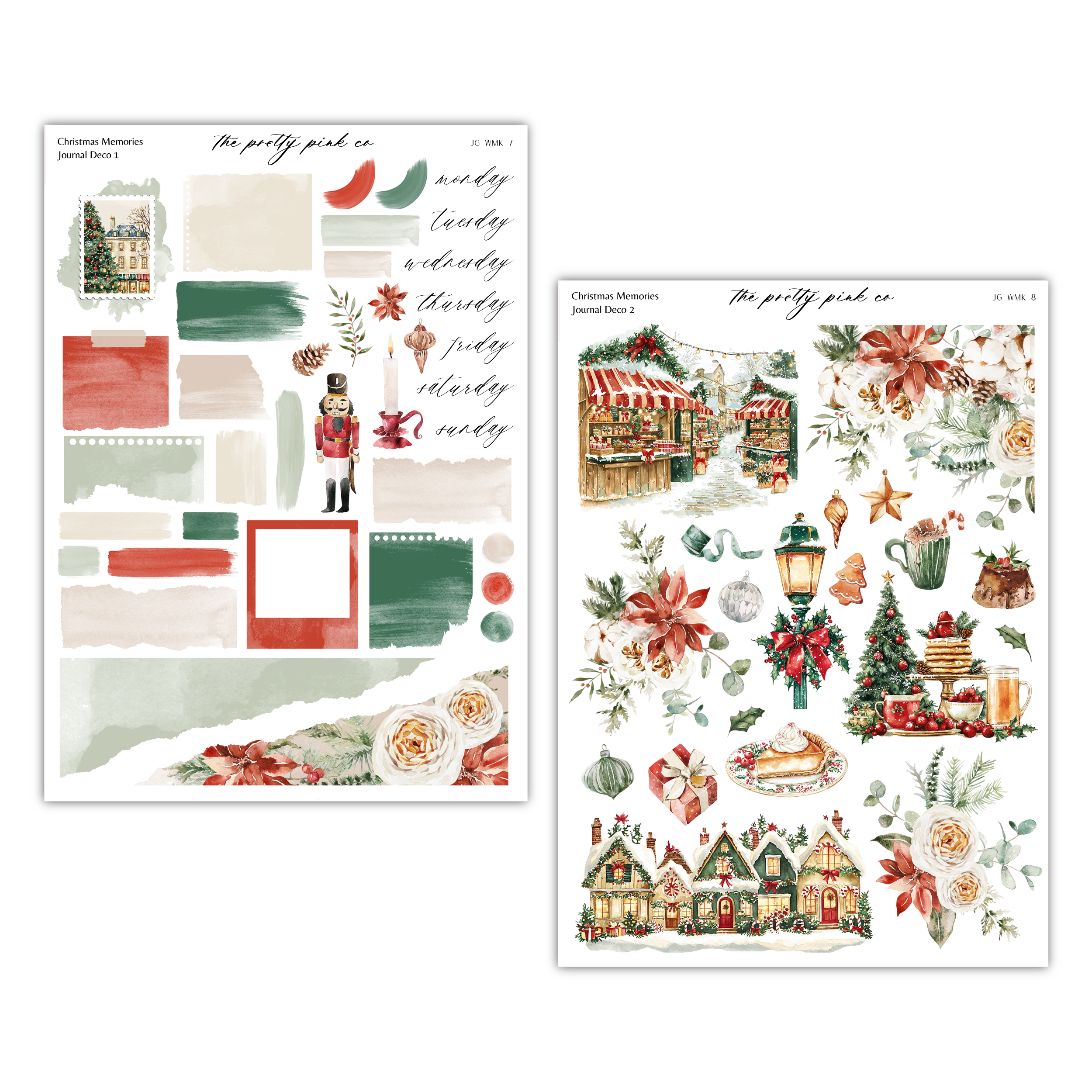 two sheets of paper with christmas decorations