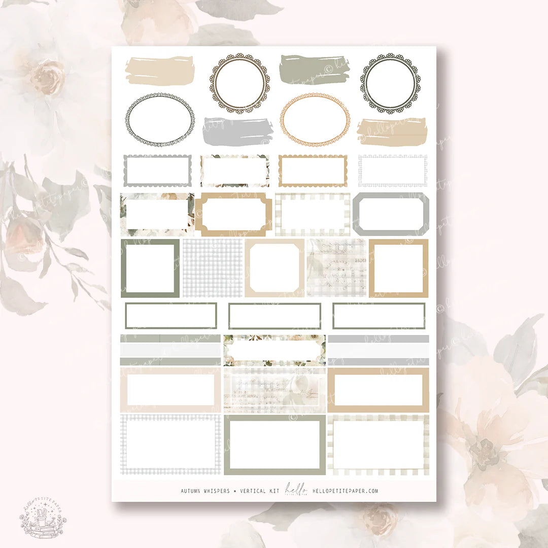 a collection of various frames and borders, including oval, square, and rectangular shapes, arranged in a grid-like pattern. The background of the image is a light pink color, with floral elements visible in the background.