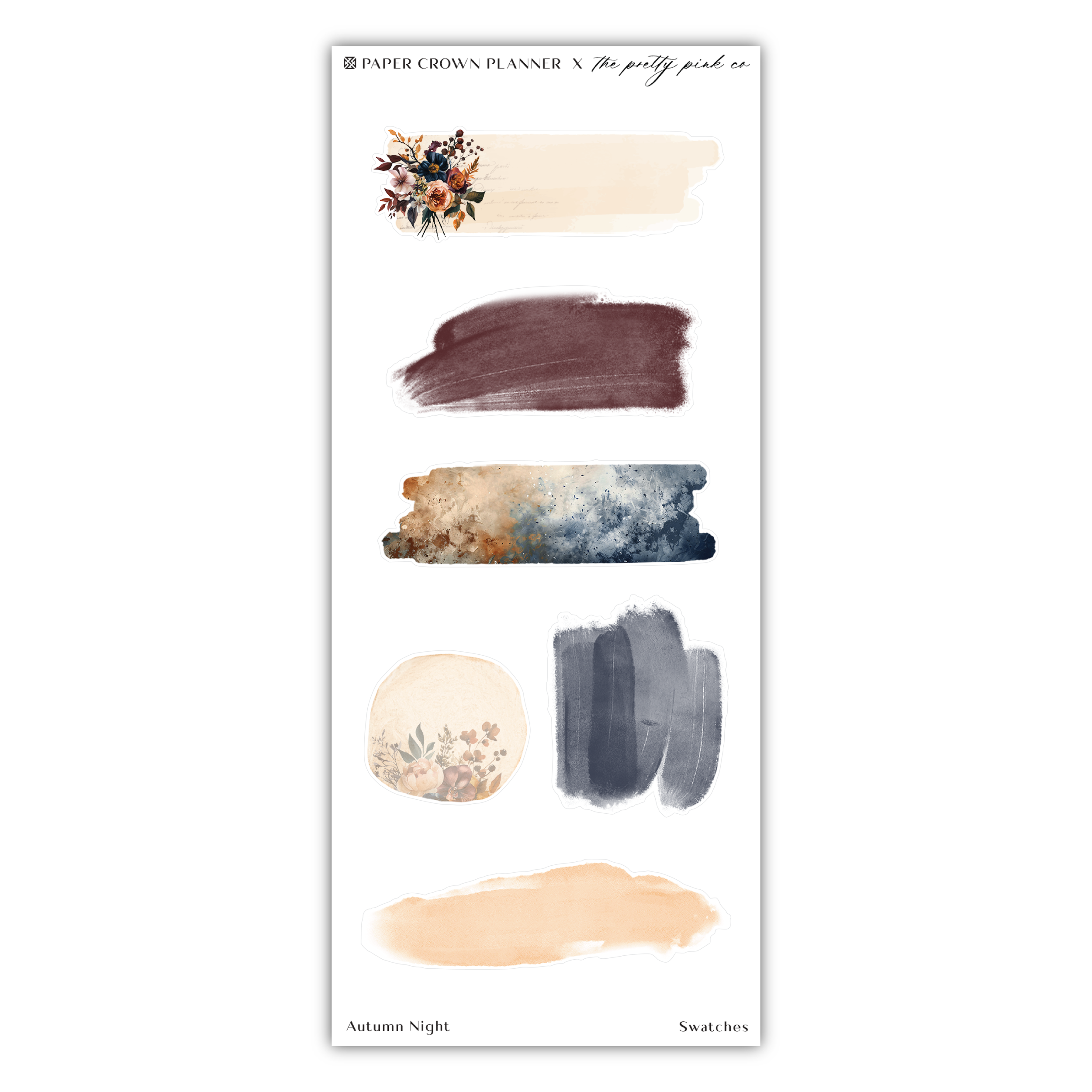 a sticker sheet with different shades of paint