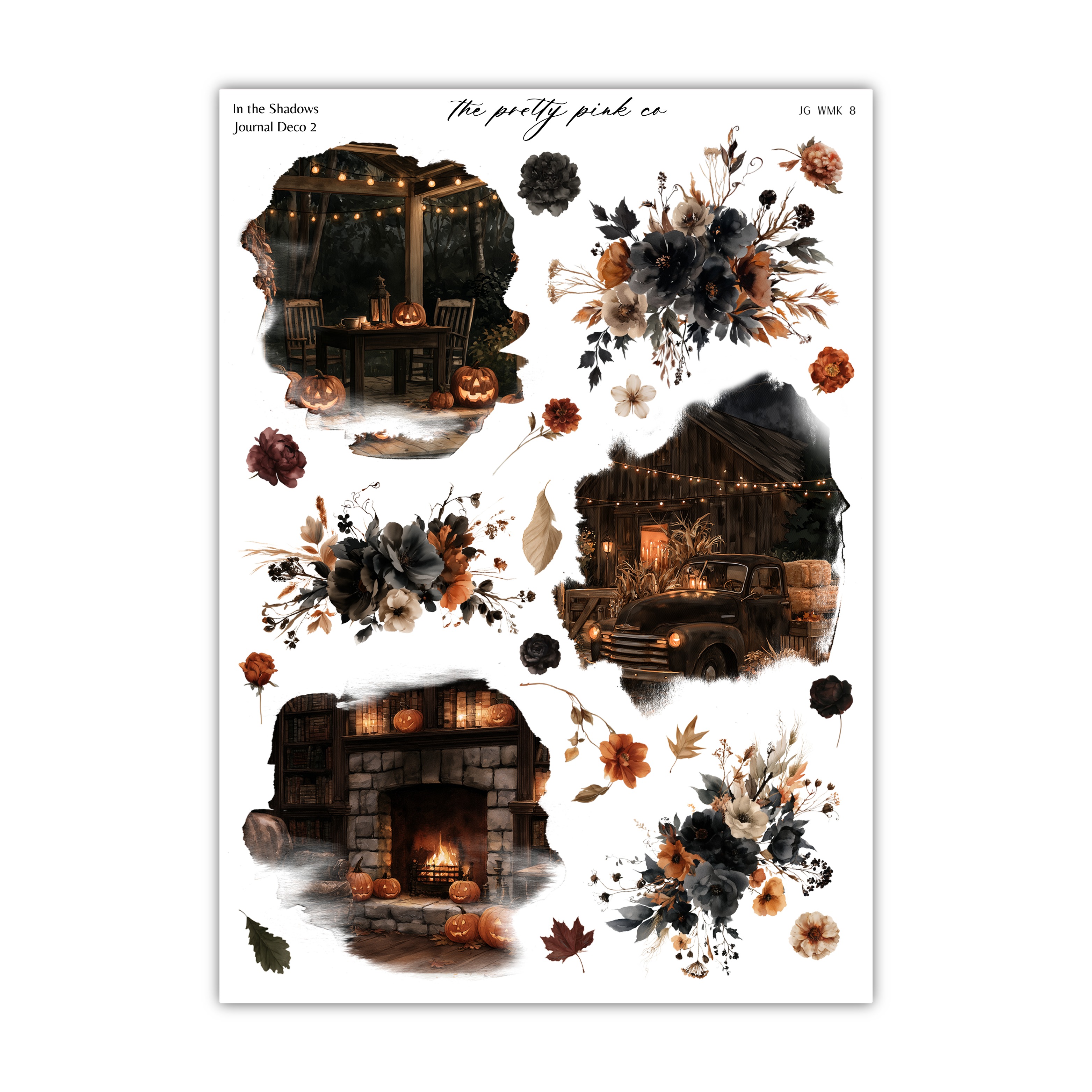 The image is a collage of various autumn-themed scenes, including a fireplace, a porch, a barn, and a pumpkin patch. The collage features a variety of autumnal elements such as leaves, flowers, and pumpkins, creating a warm and cozy atmosphere.