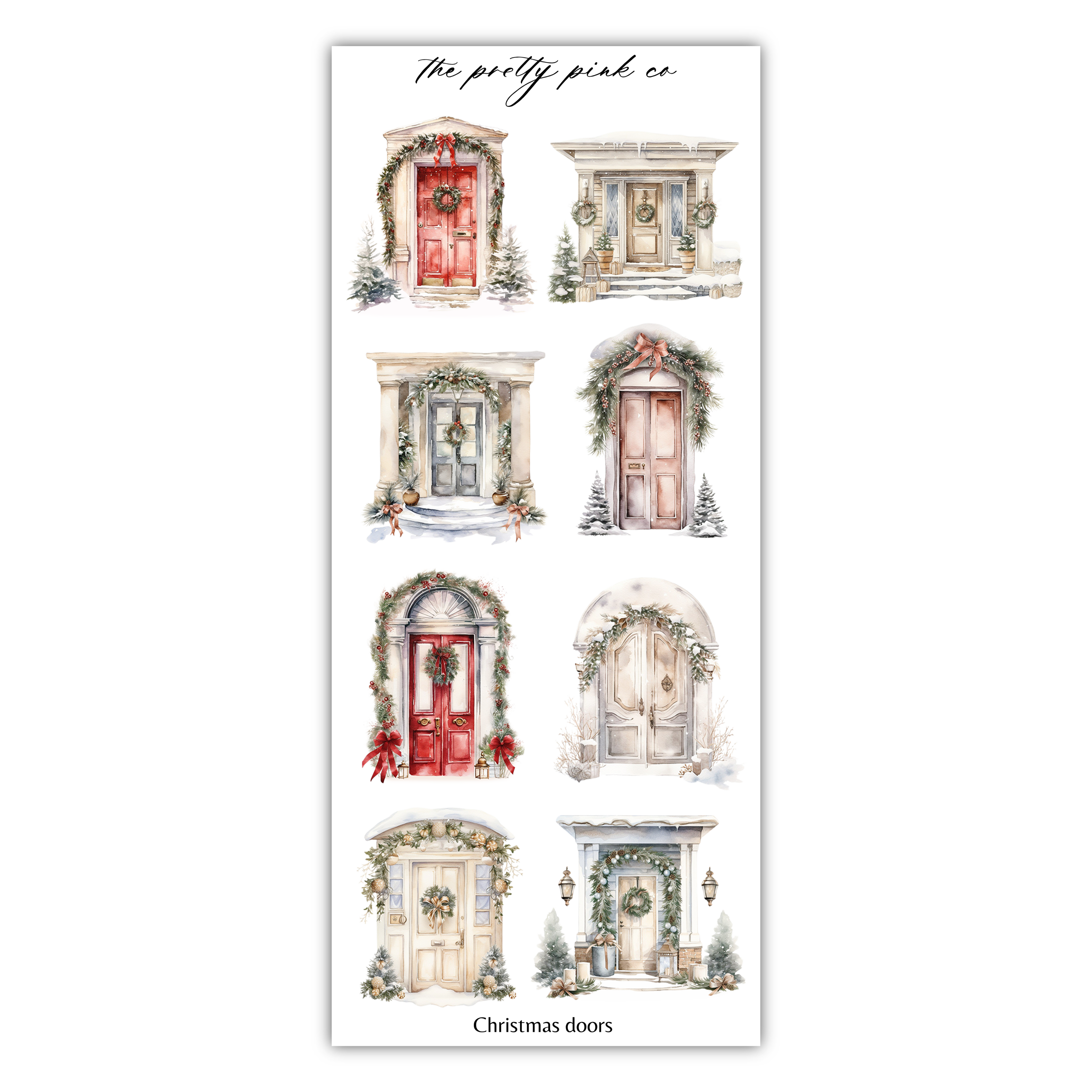 a christmas door sticker sheet on a white background