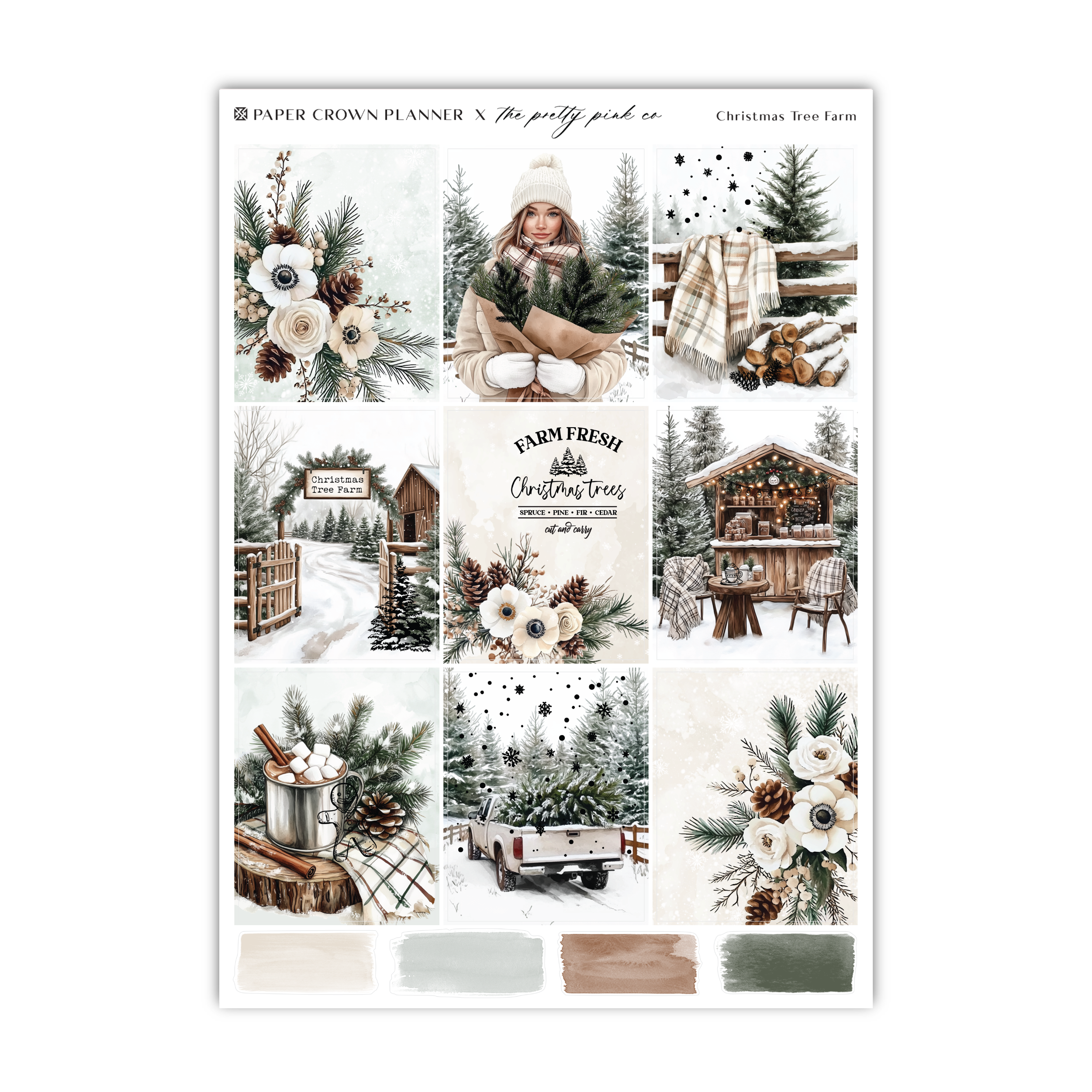 a sticker sheet with a christmas scene