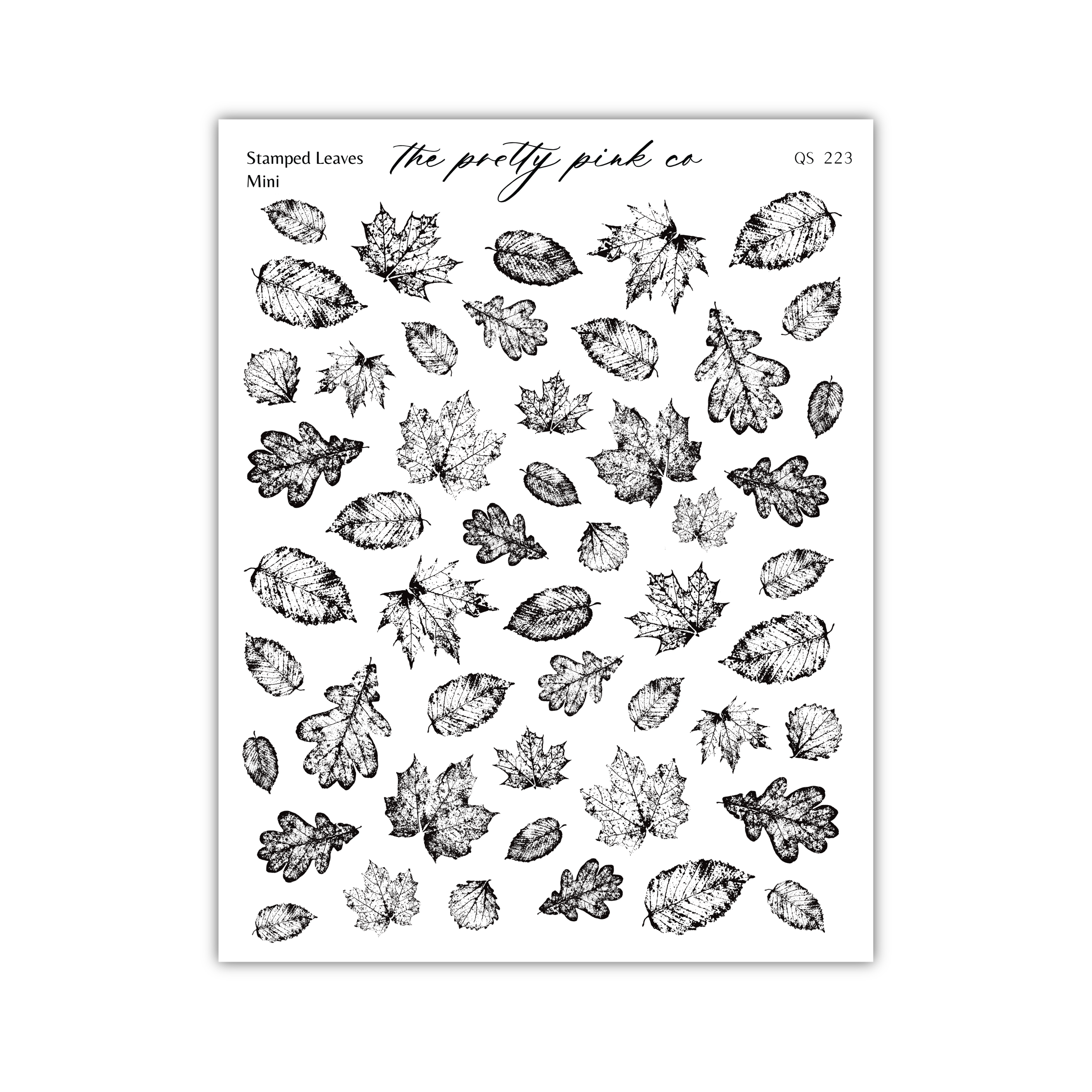 a collection of various leaf designs, including maple leaves and oak leaves, arranged in a grid-like pattern.