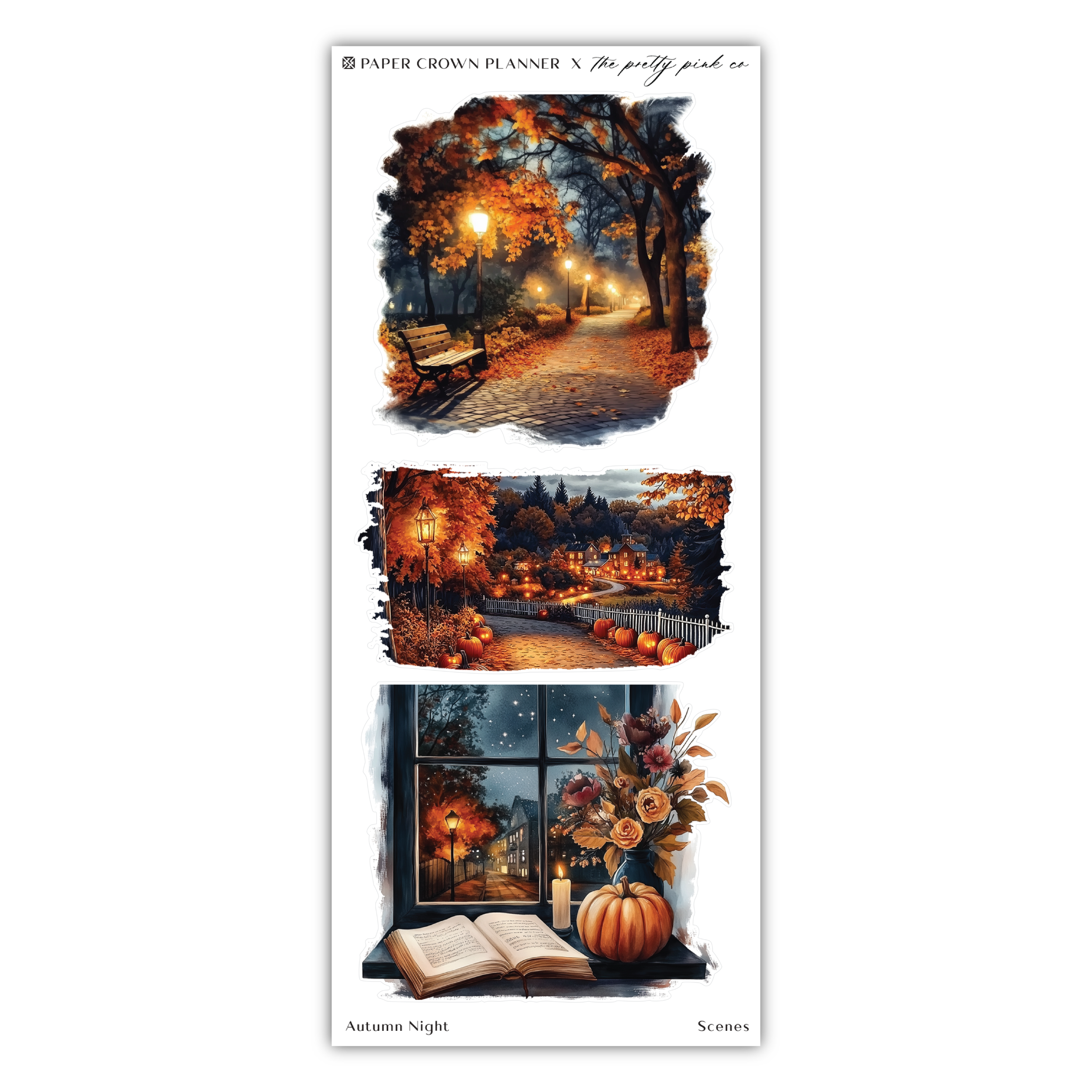 a bookmark with a picture of a park at night