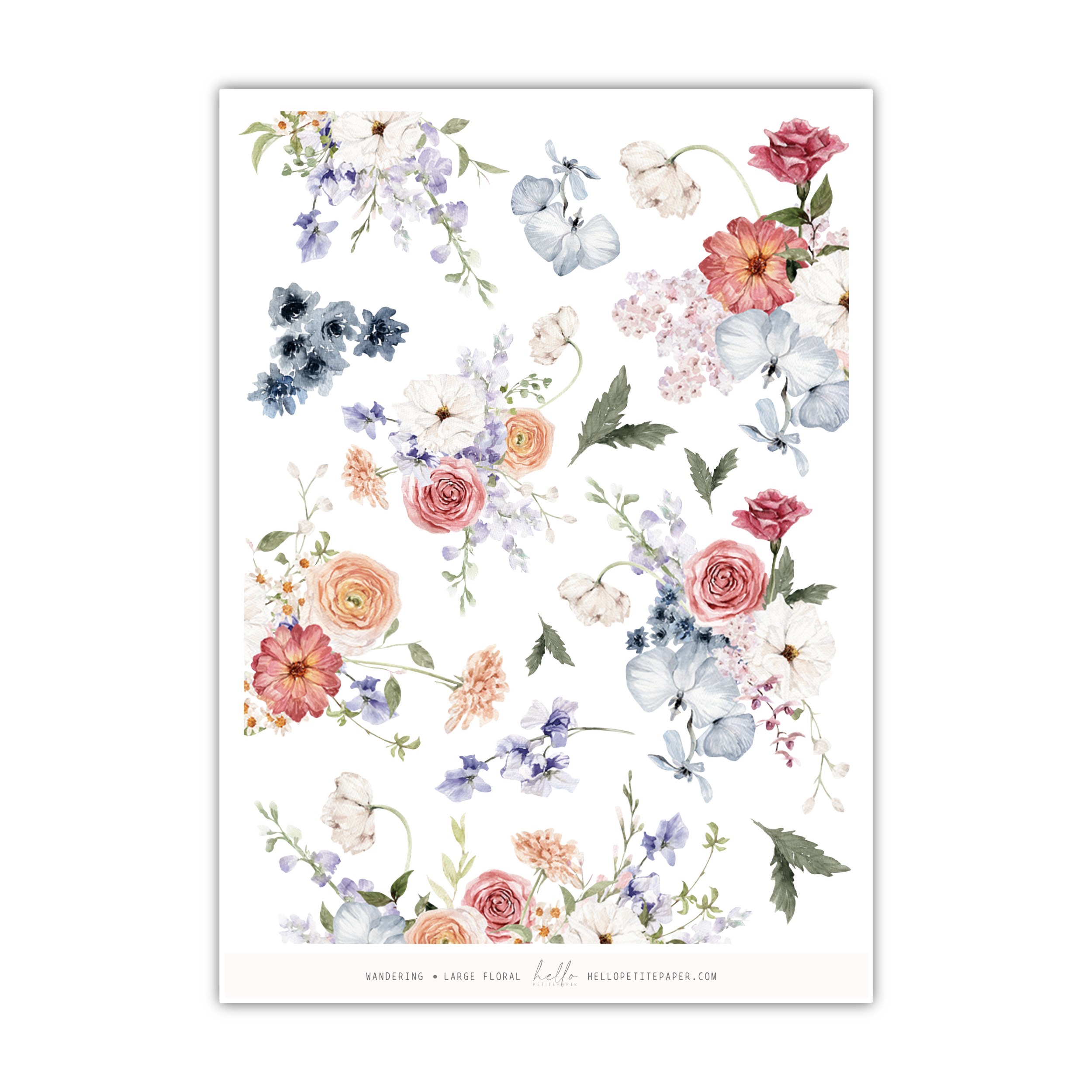 a floral sticker sheet on a white background