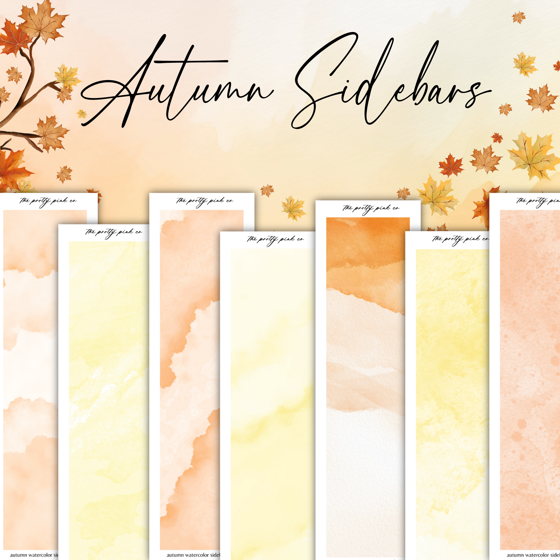 a set of five watercolor autumn slideshows