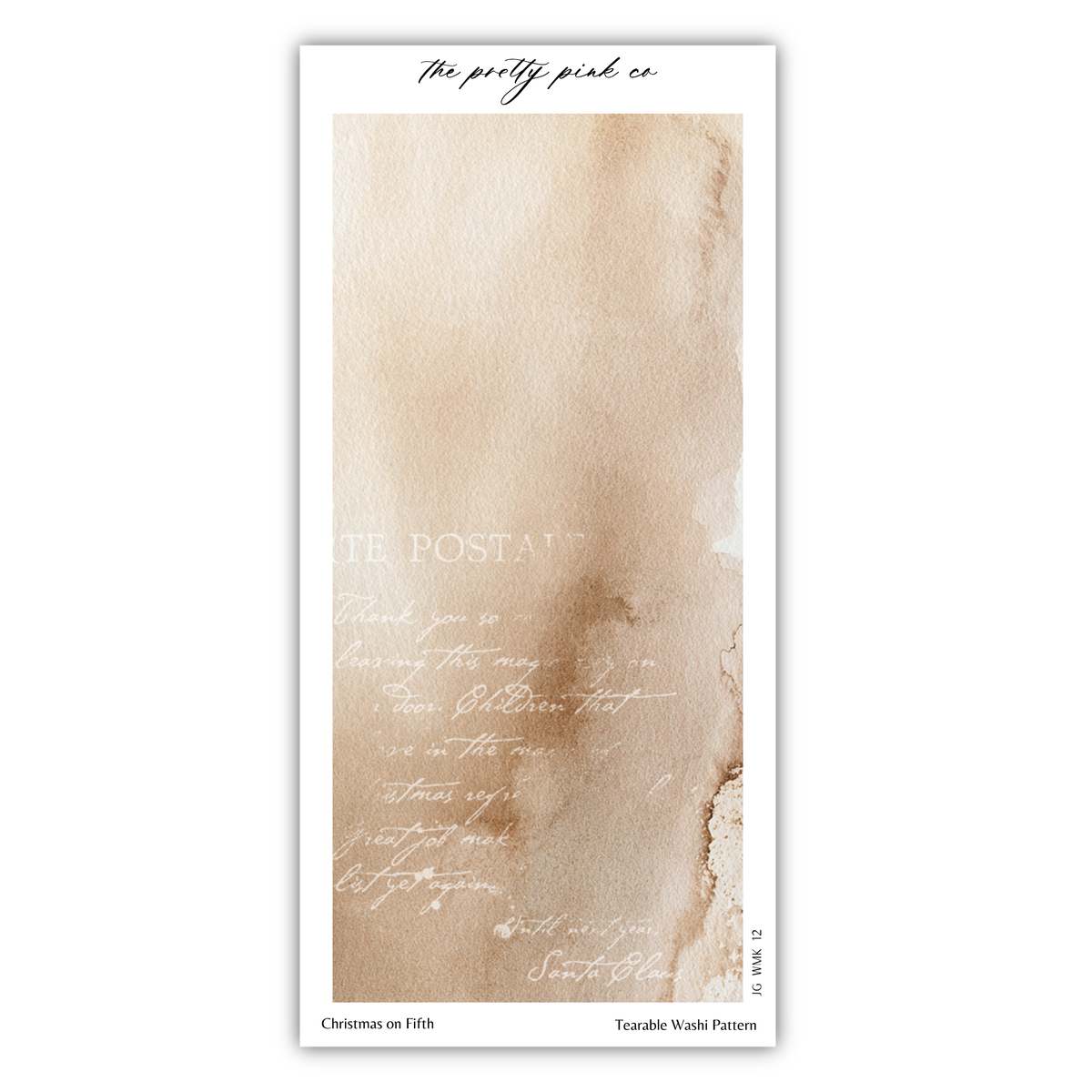 The image is a watercolor painting with a textured background. The text appears to be handwritten and is not in a standard font. The image is described as a "Christmas on Fifth" and a "Toilet Paper" pattern. The text is not in a standard font and is not in a standard size. The image is described as a "Toilet Paper" pattern.