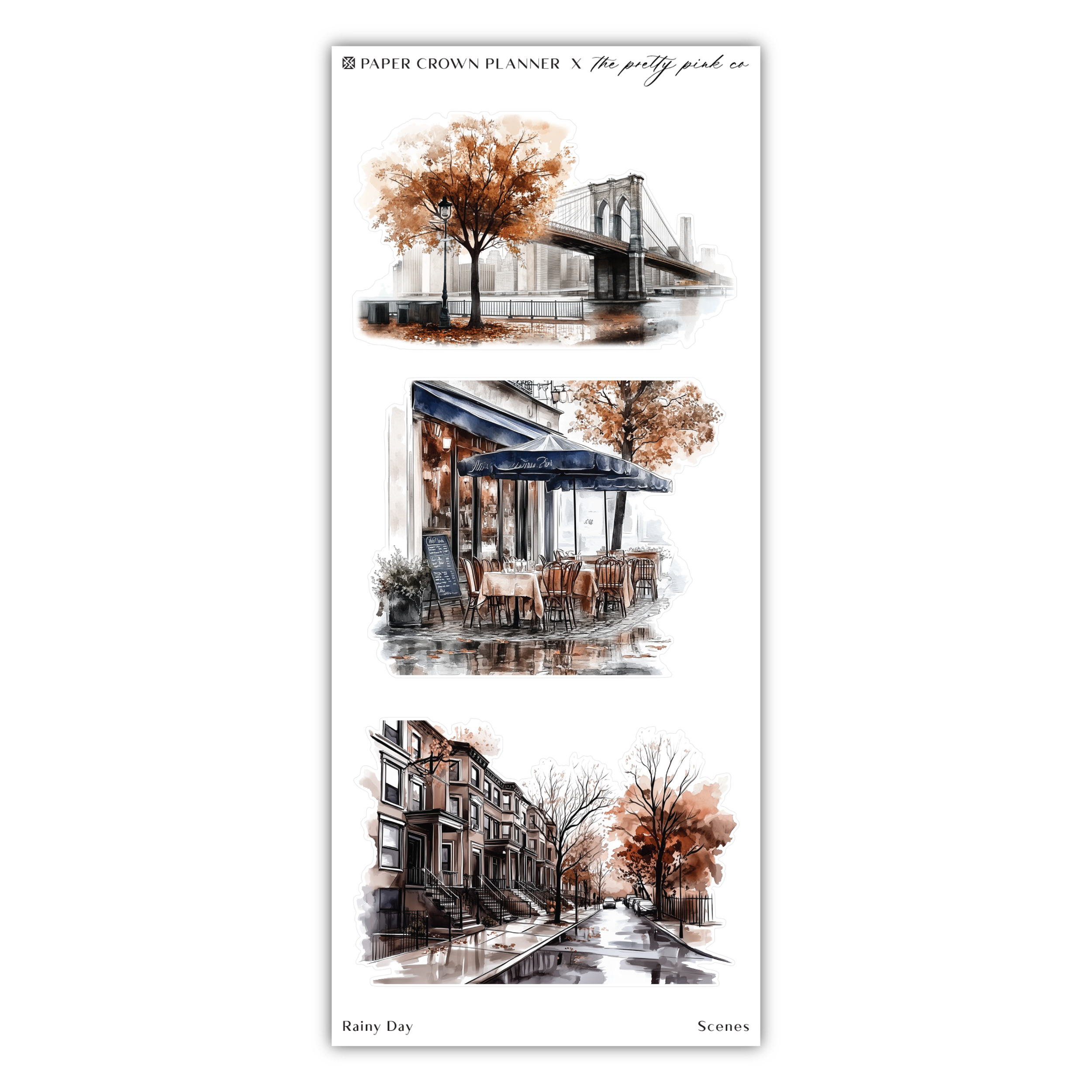 a watercolor painting of a building and trees