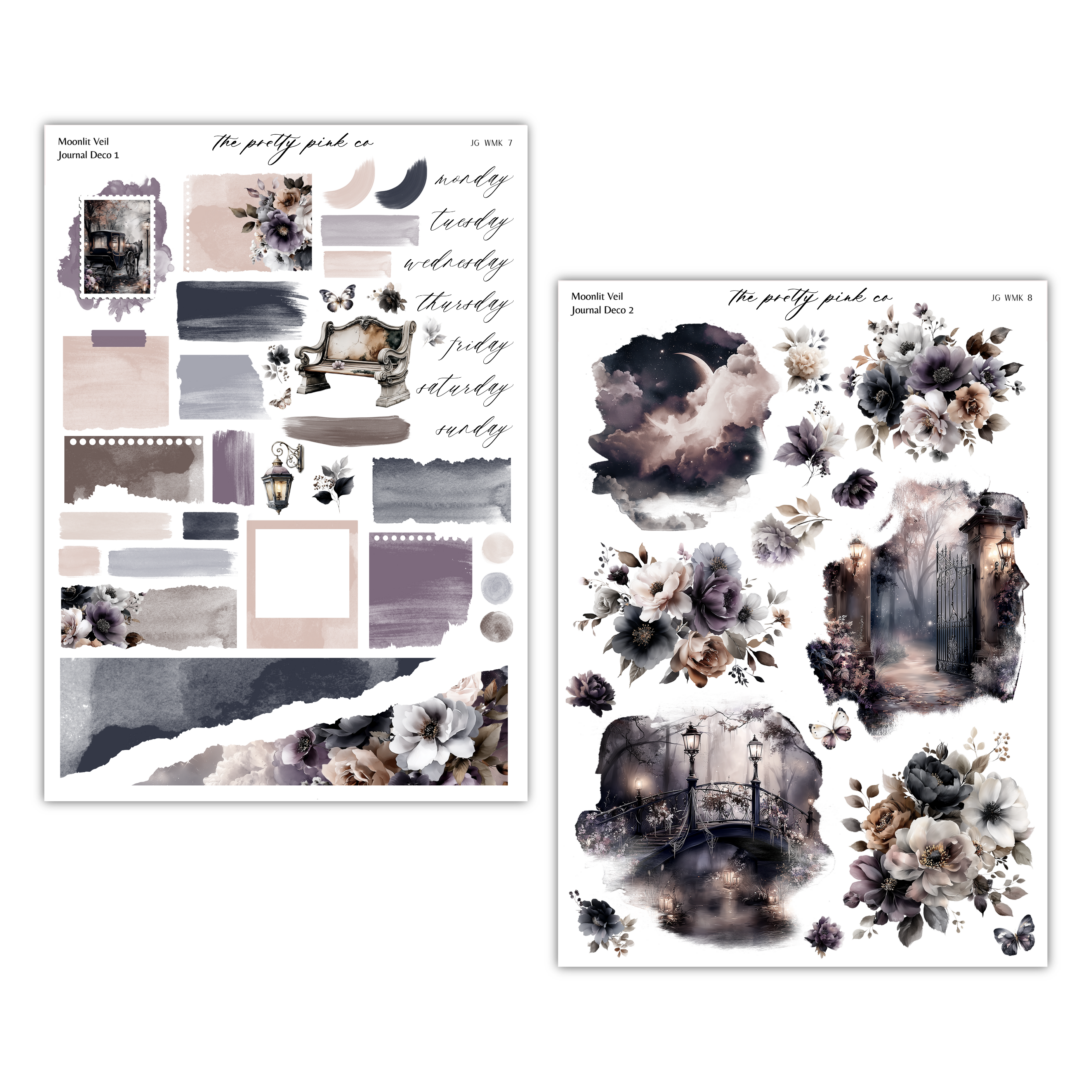 various artistic elements, including floral designs, abstract shapes, and a bridge. The text in the image is not clear enough to transcribe accurately without speculation.