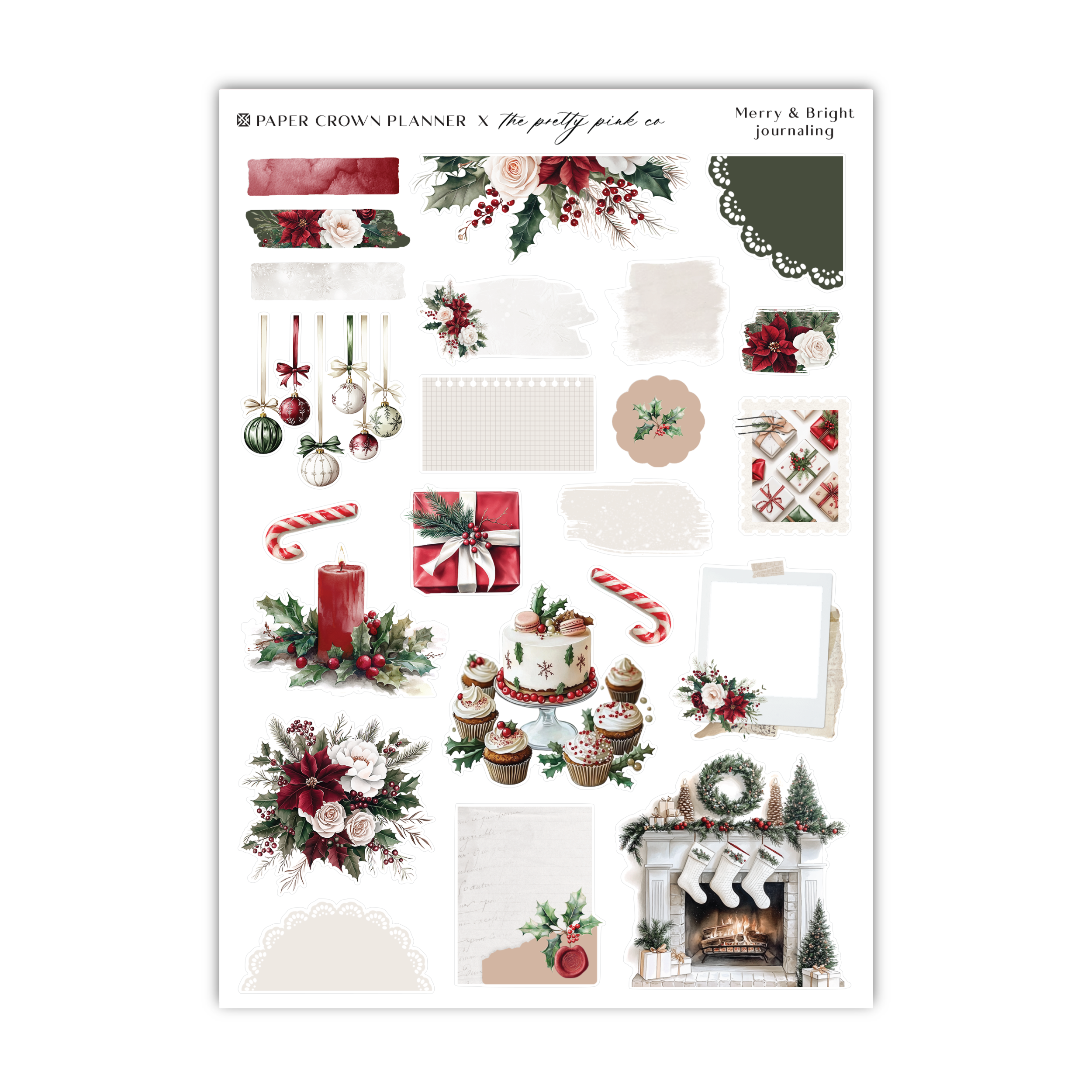 a sticker sheet with christmas decorations