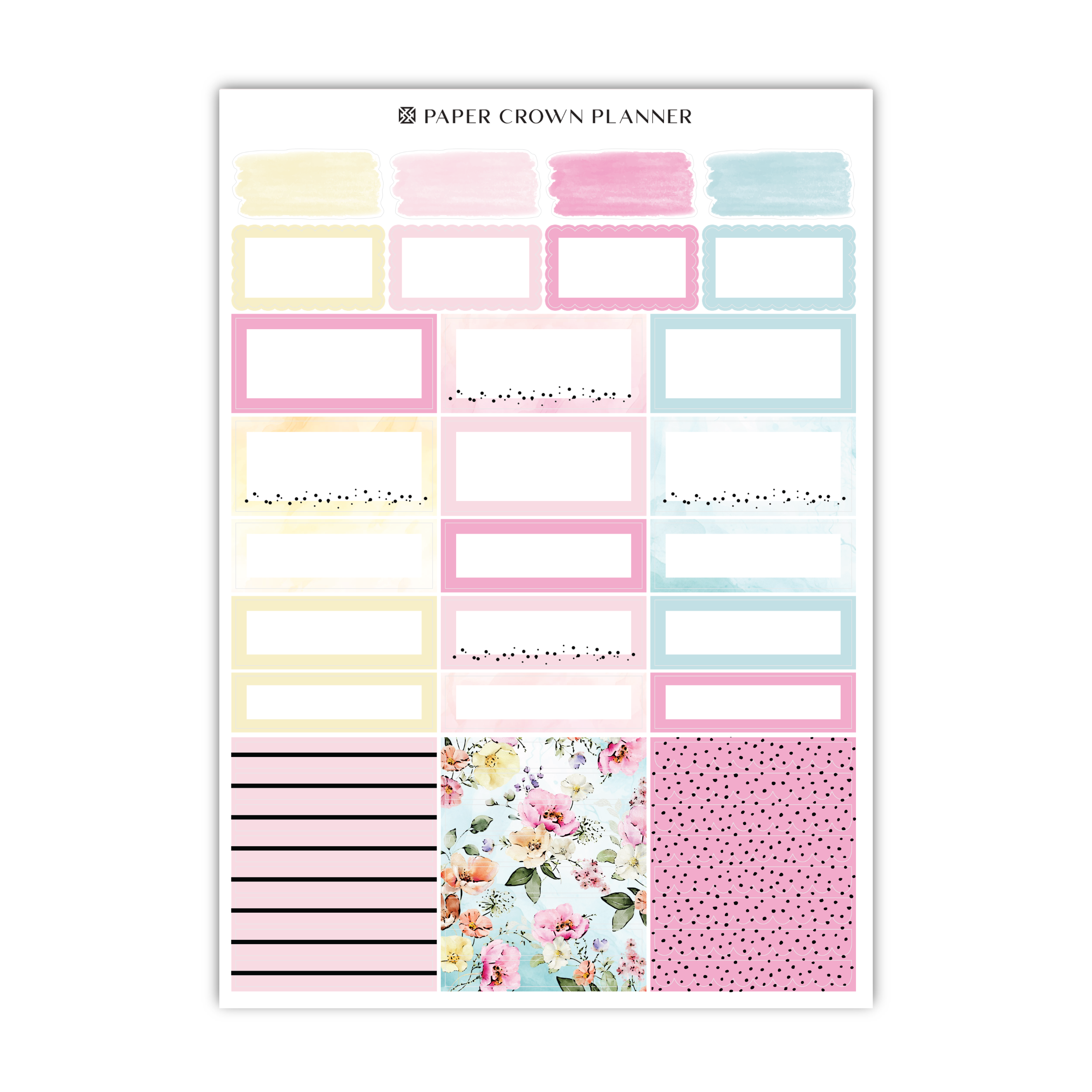 a pink and blue planner sticker with flowers
