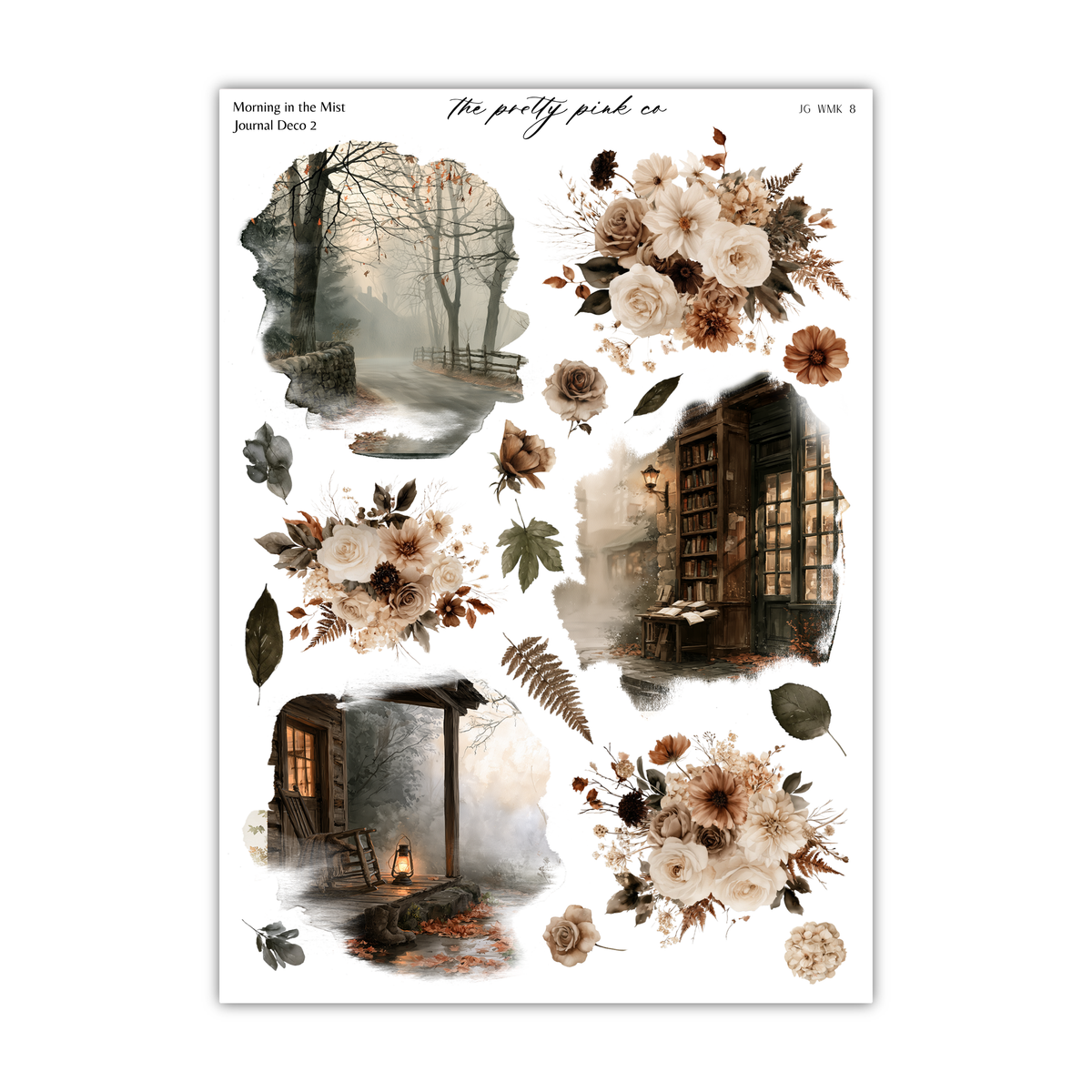 The image is a collage of various scenes featuring a house, trees, flowers, and a path.
