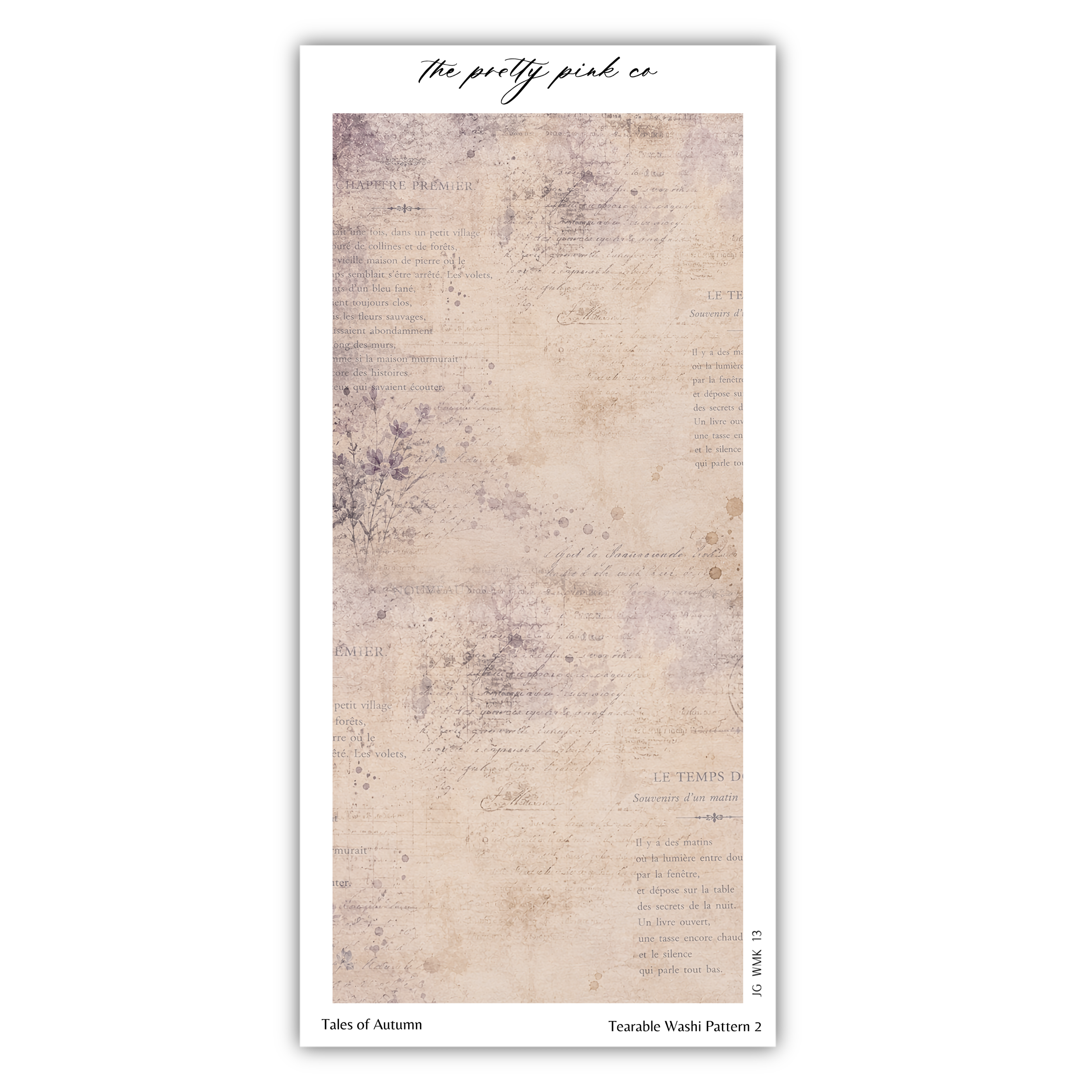 The image is a collage of various text elements, including phrases and words, arranged in a visually interesting manner. The text appears to be in different fonts and sizes, creating a textured and layered effect. The collage does not contain any specific objects or actions, and it does not depict a scene or depict a person. The image is described as a "tales of autumn" and a "tearable wash pattern 2".