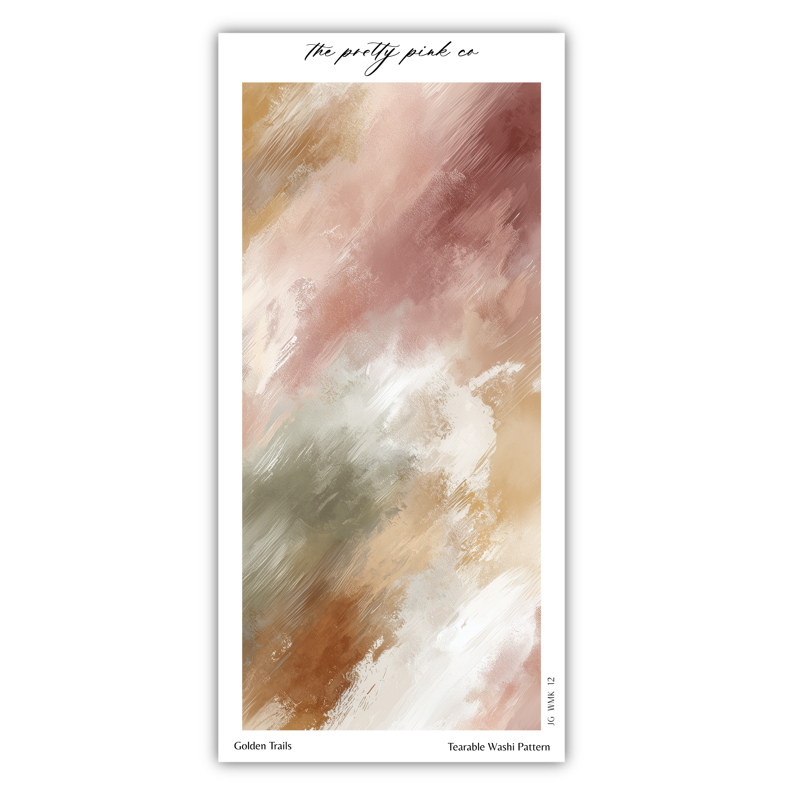 The image is an abstract painting with a warm color palette of pink, orange, and brown. The painting has a textured and brushstroke-like appearance, giving it a dynamic and expressive quality.