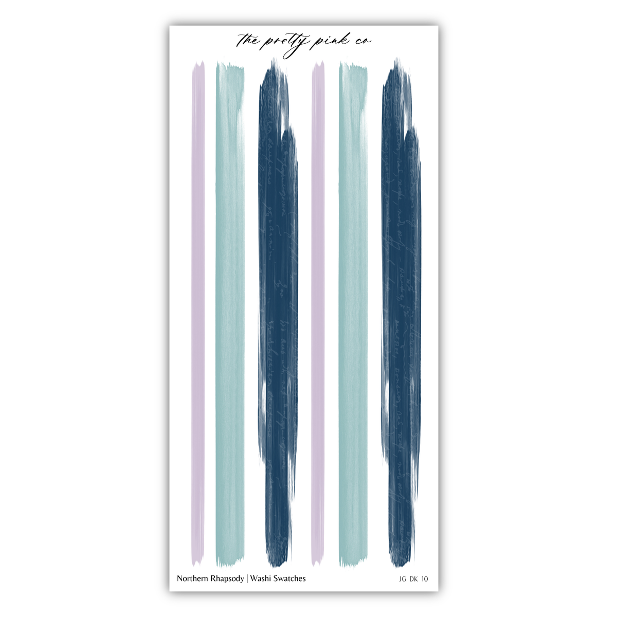 The image is a vertical arrangement of six vertical stripes in various colors, including blue, green, and purple.