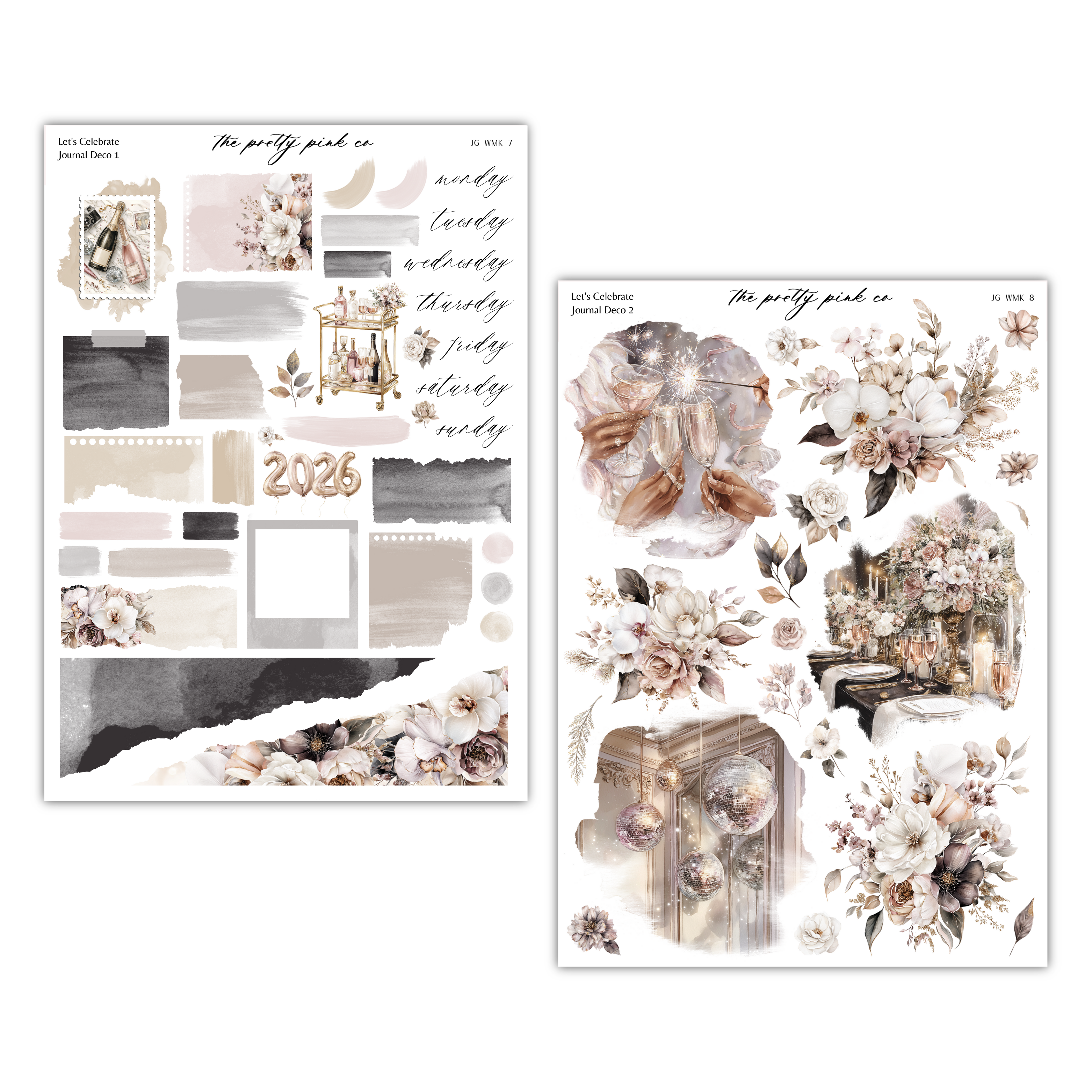 a collage of various floral and decorative elements, including flowers, leaves, and other natural elements, arranged in a visually appealing manner.