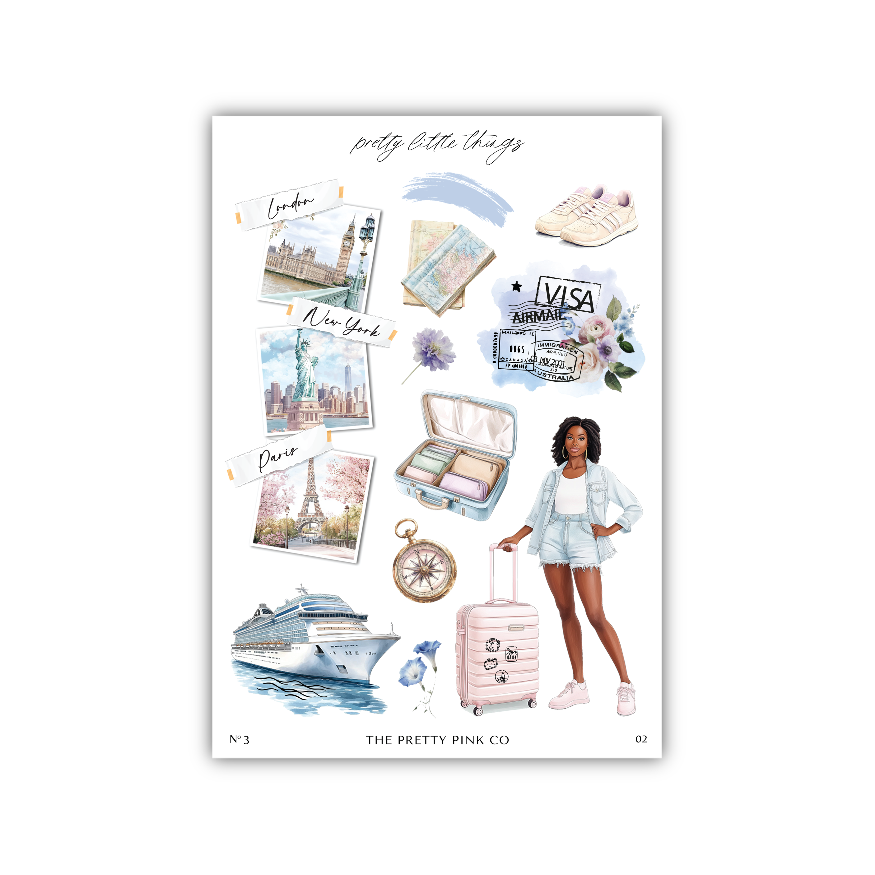 a sticker sheet with a woman in a white dress