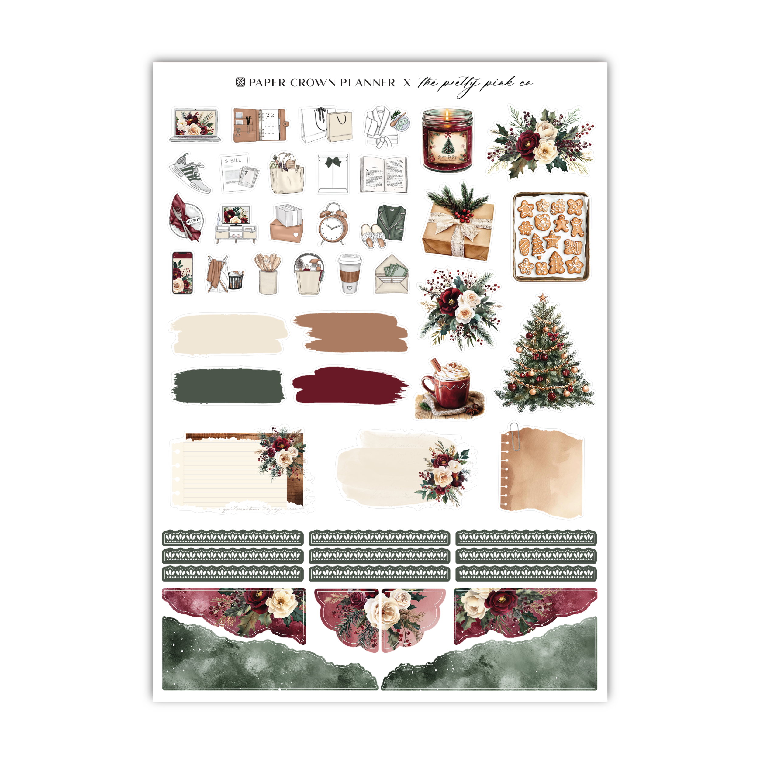 a sticker sheet with christmas decorations