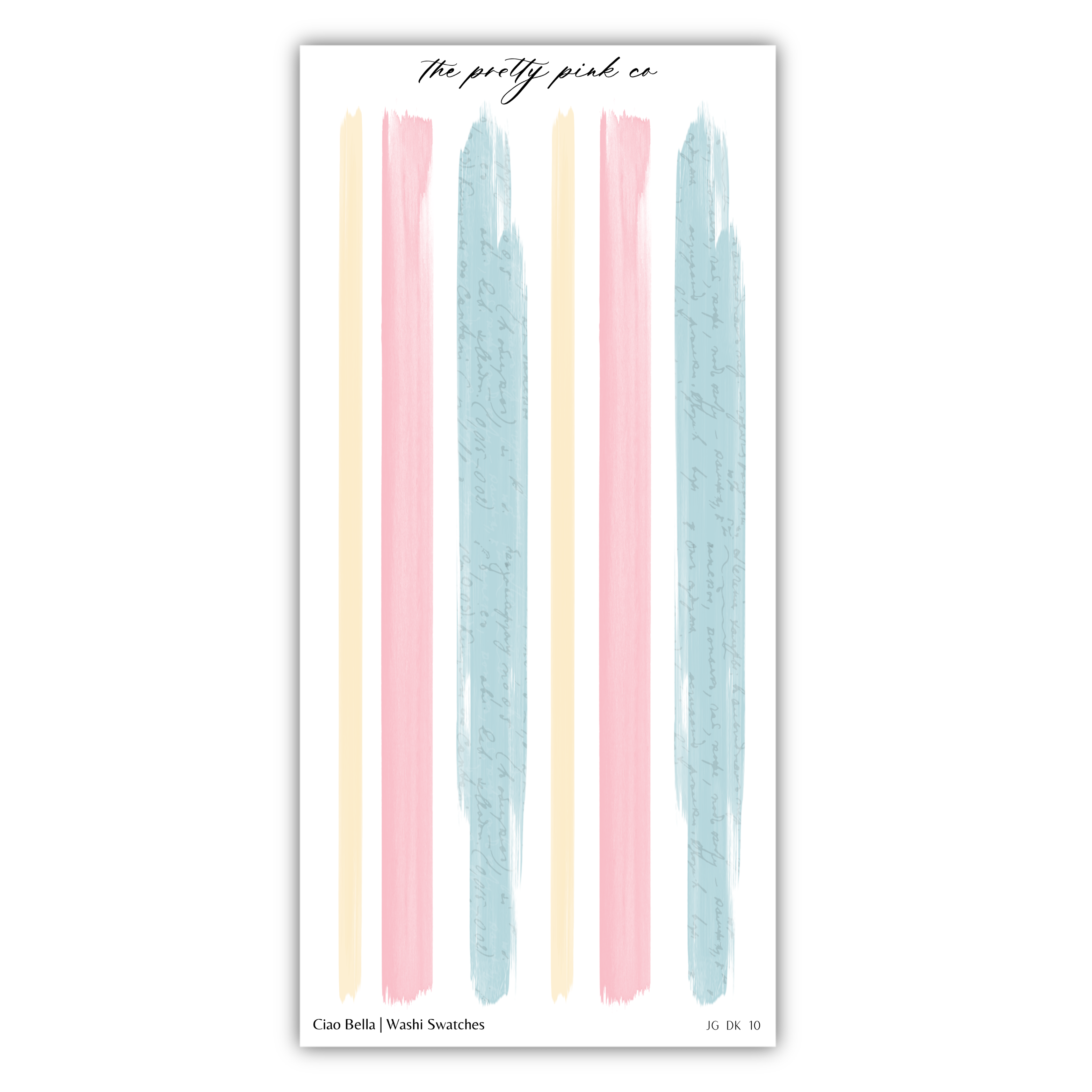 The image is a collage of various colored paint strokes arranged in a vertical line, creating a visually appealing pattern.