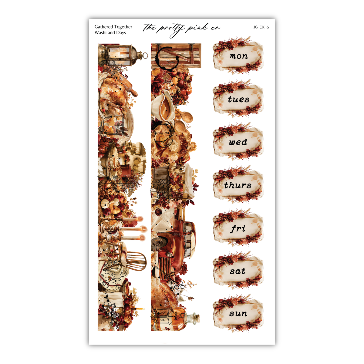 The image is a collage of various autumn-themed items, including pumpkins, leaves, and other seasonal decorations. The collage is organized into a grid format, with each item labeled with a specific day of the week. The labels include "mon", "tues", "wed", "thurs", "fri", and "sat", indicating the days of the week for each item. The collage is presented in a vertical orientation, with the labels arranged in a column.