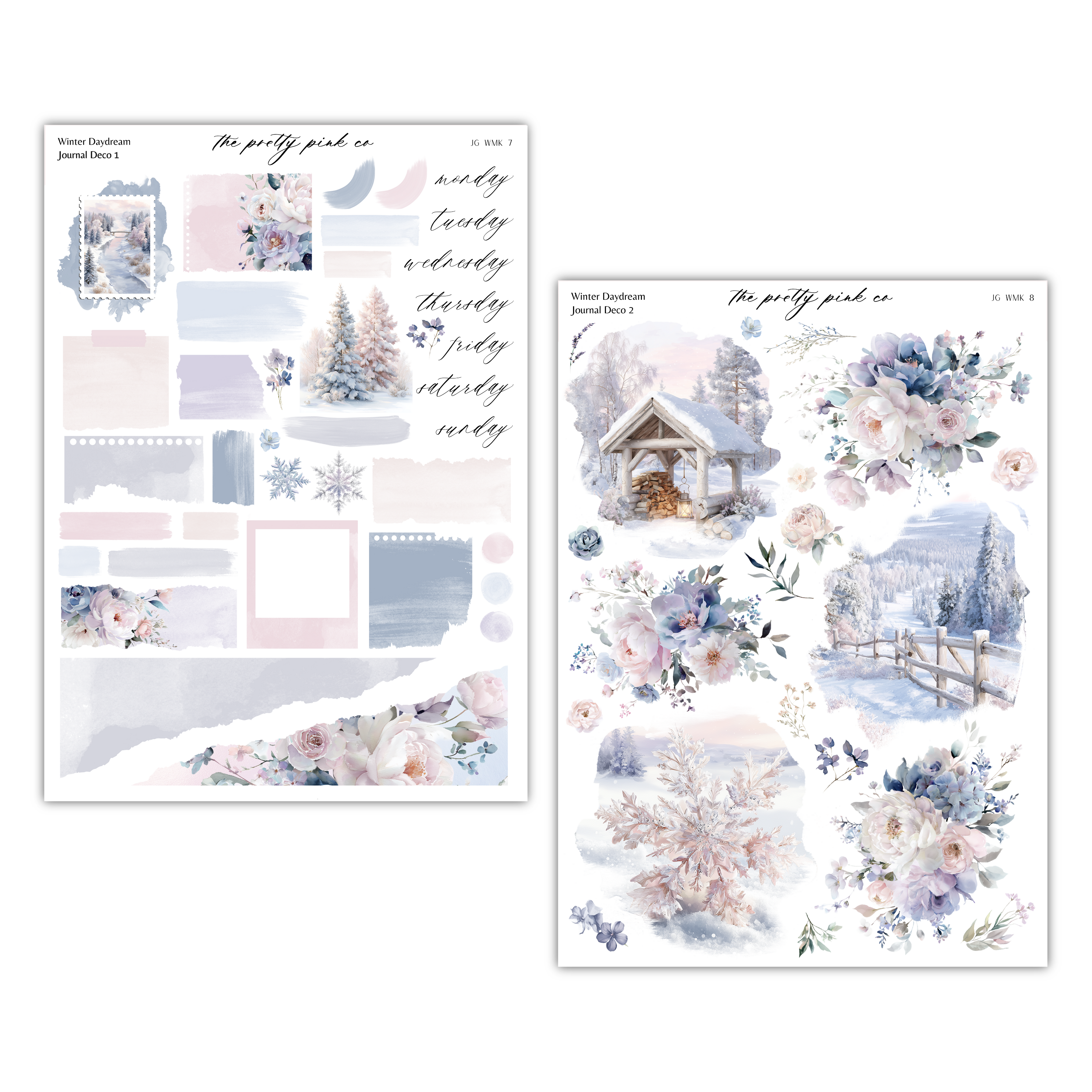 a collection of winter-themed elements, including snowflakes, flowers, and a snowy landscape. The text in the image is not clear enough to transcribe accurately without speculation.