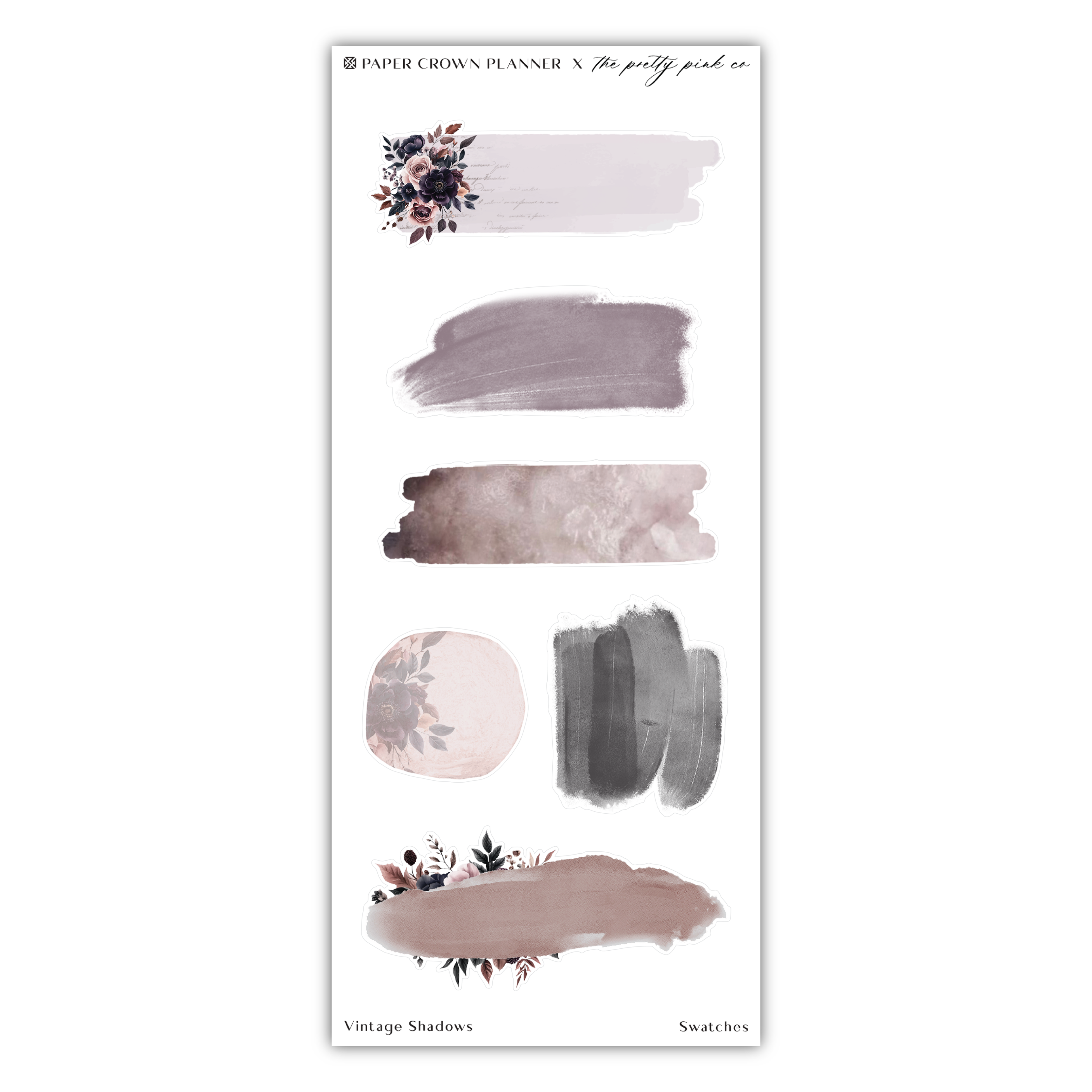 a sticker with different shades of grey and pink