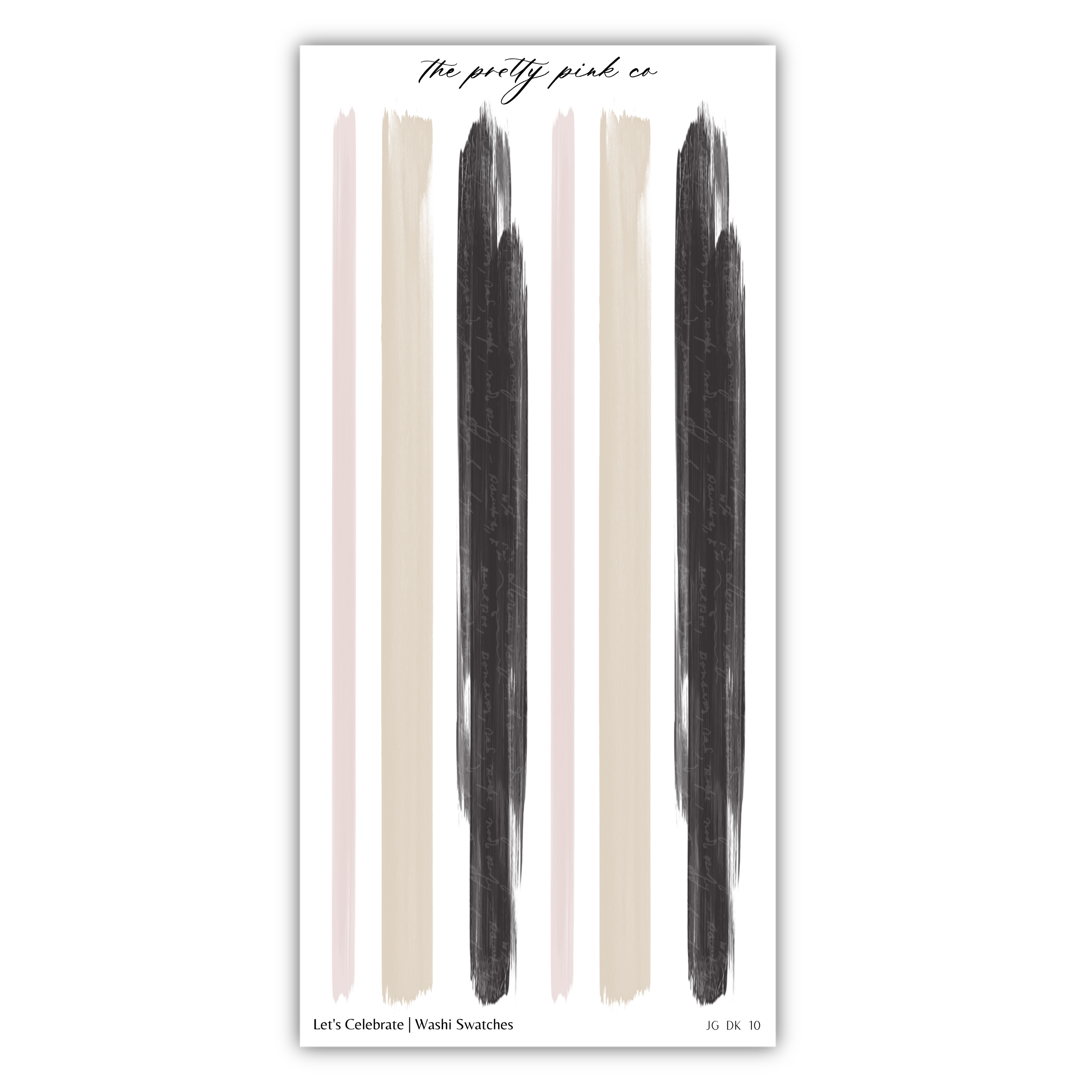 The image is a collage of various colored paint strokes arranged in a vertical line, with a caption below the image.