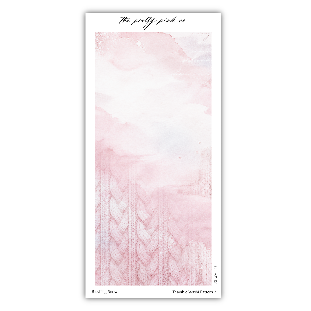 The image is a watercolor painting with a pink and white color palette. The painting features a repeating pattern of braided lines, creating a textured and visually interesting design.