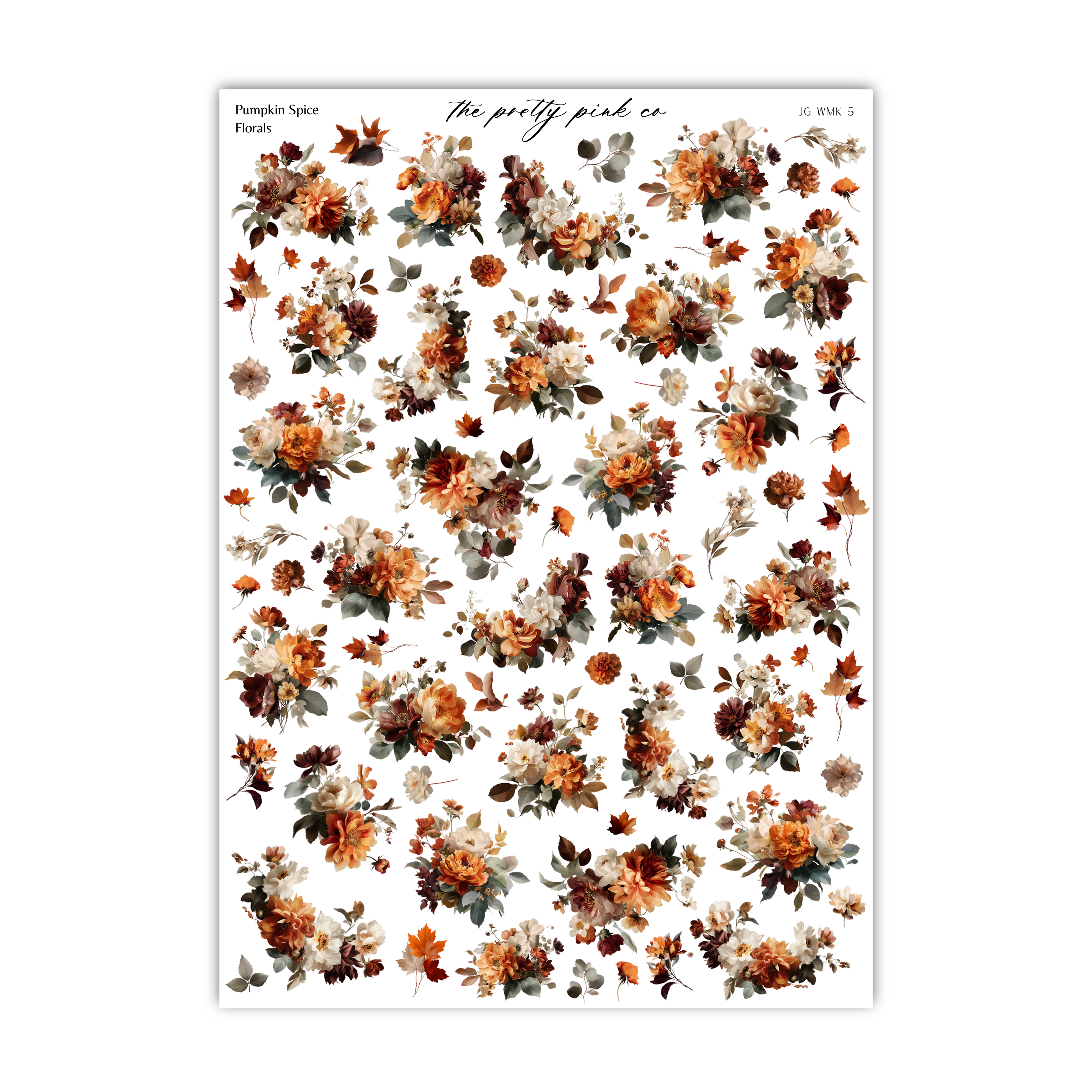 The image is a collage of various floral and autumn-themed images, including flowers and leaves in shades of orange, brown, and green.