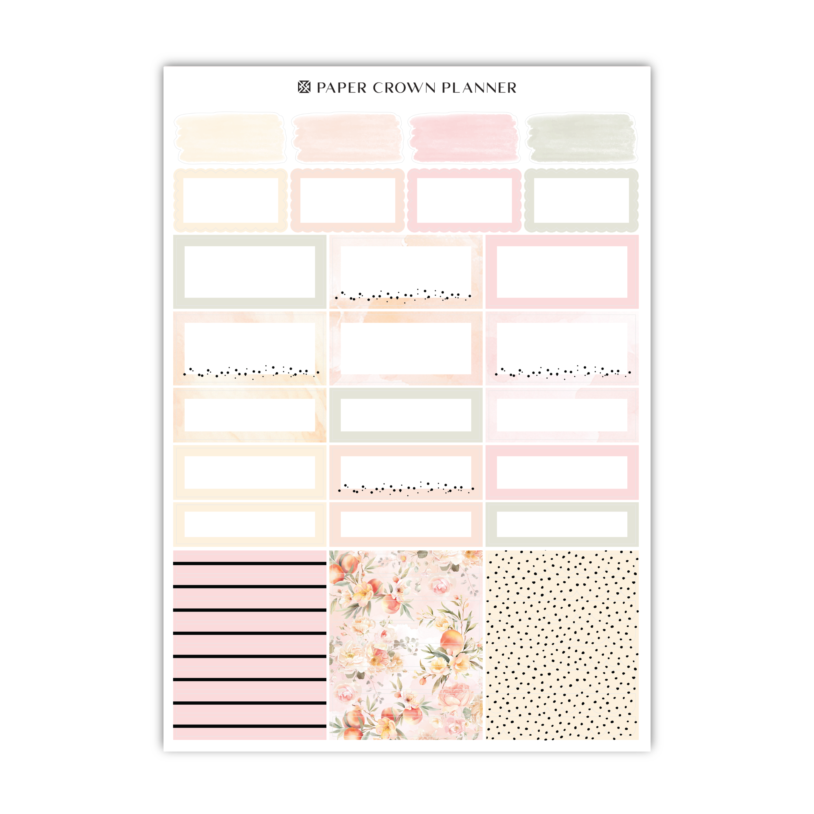 a pink and yellow planner sticker sheet