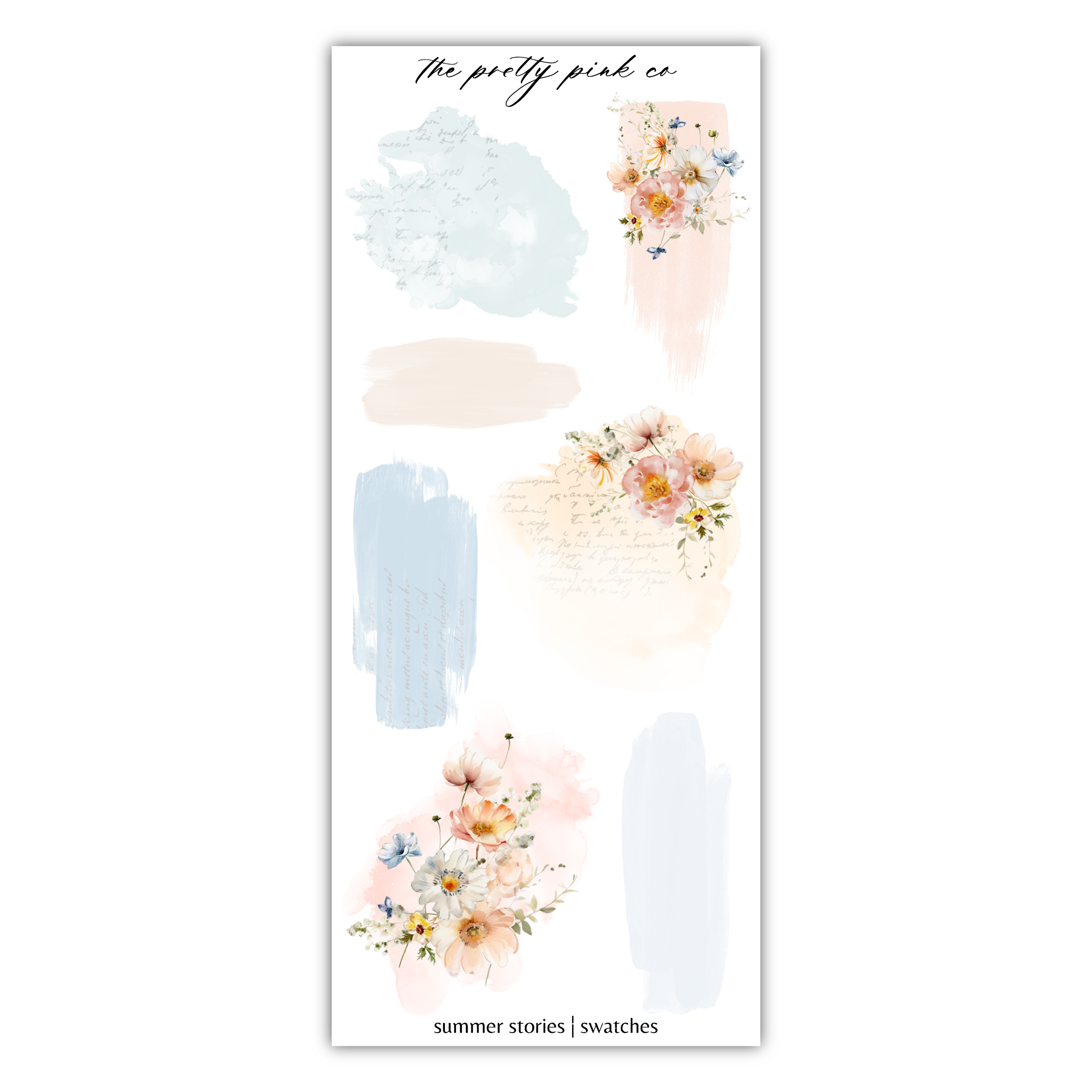 a sticker sheet with watercolor flowers on it