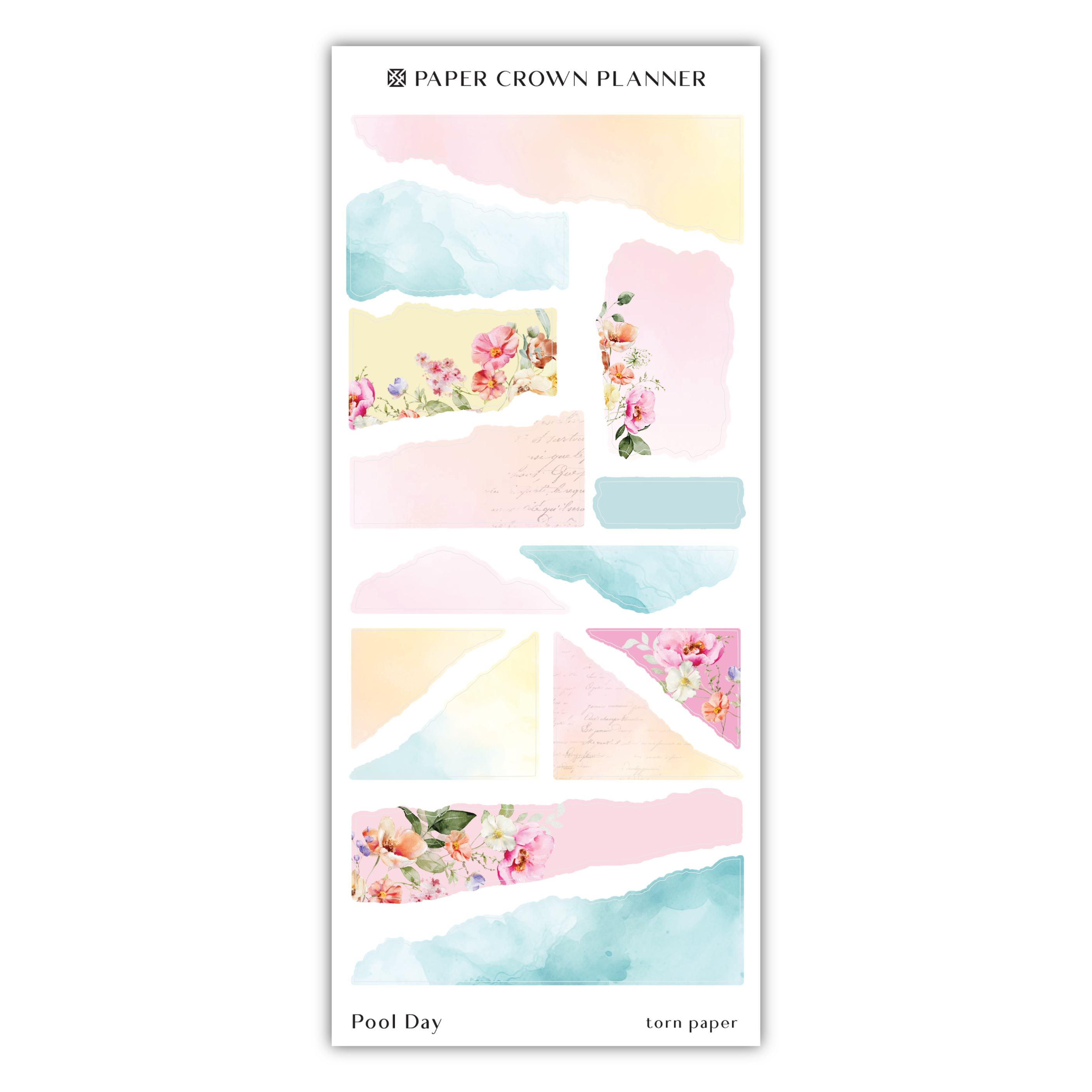 the paper crown planner sticker is shown with watercolor flowers